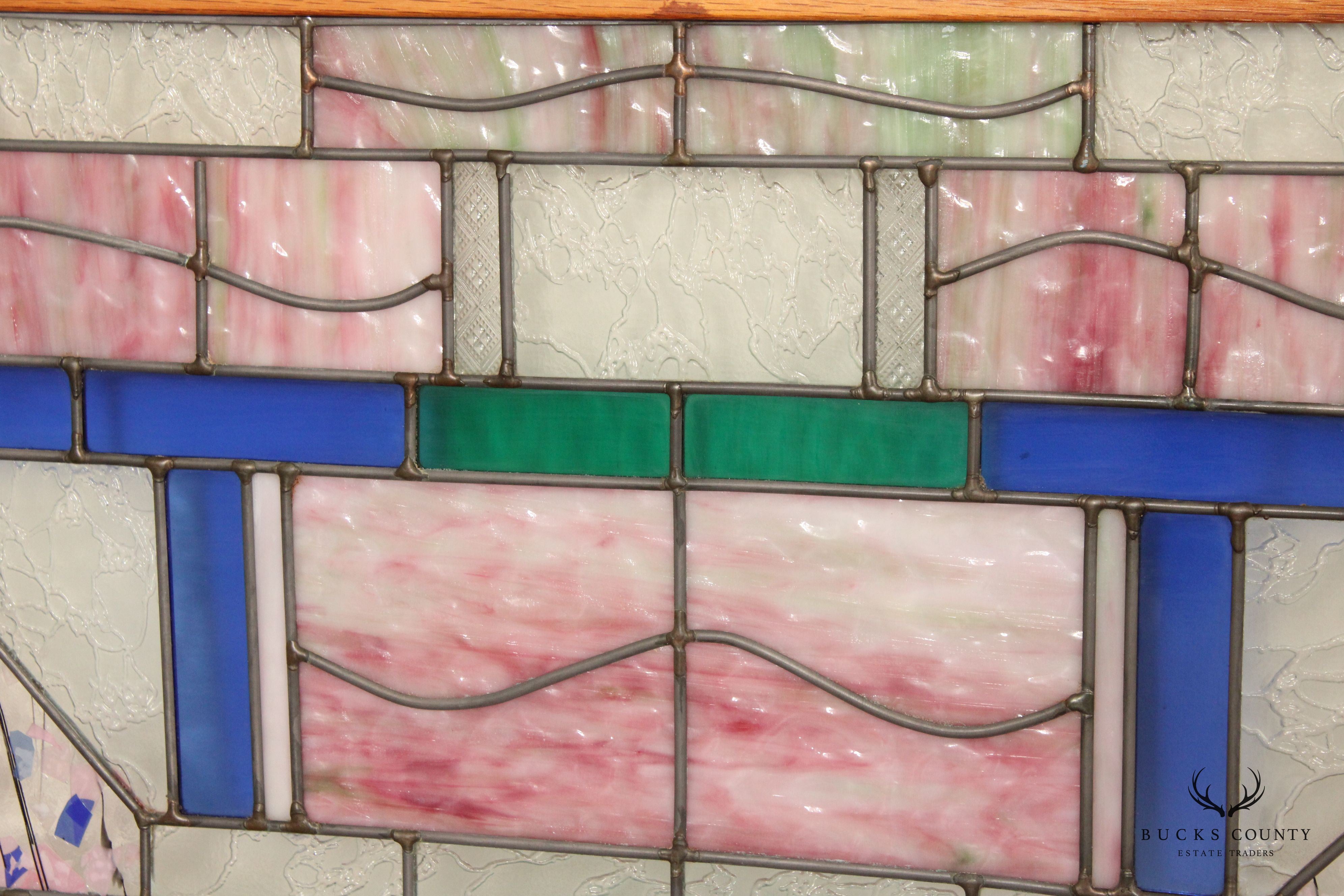 Arts and Crafts Style Stained Glass Panel or Transom