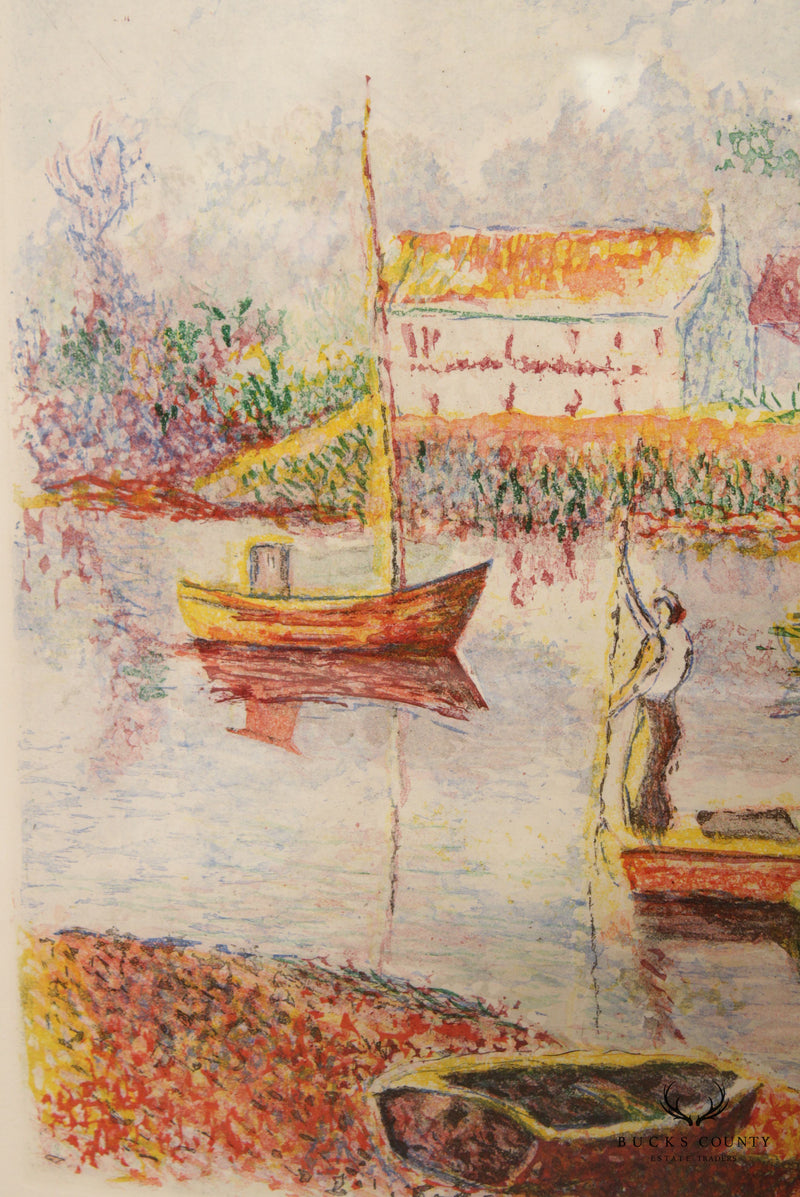 French 'L'Embarcadère' Color Aquatint by Hugues Claude Pissarro