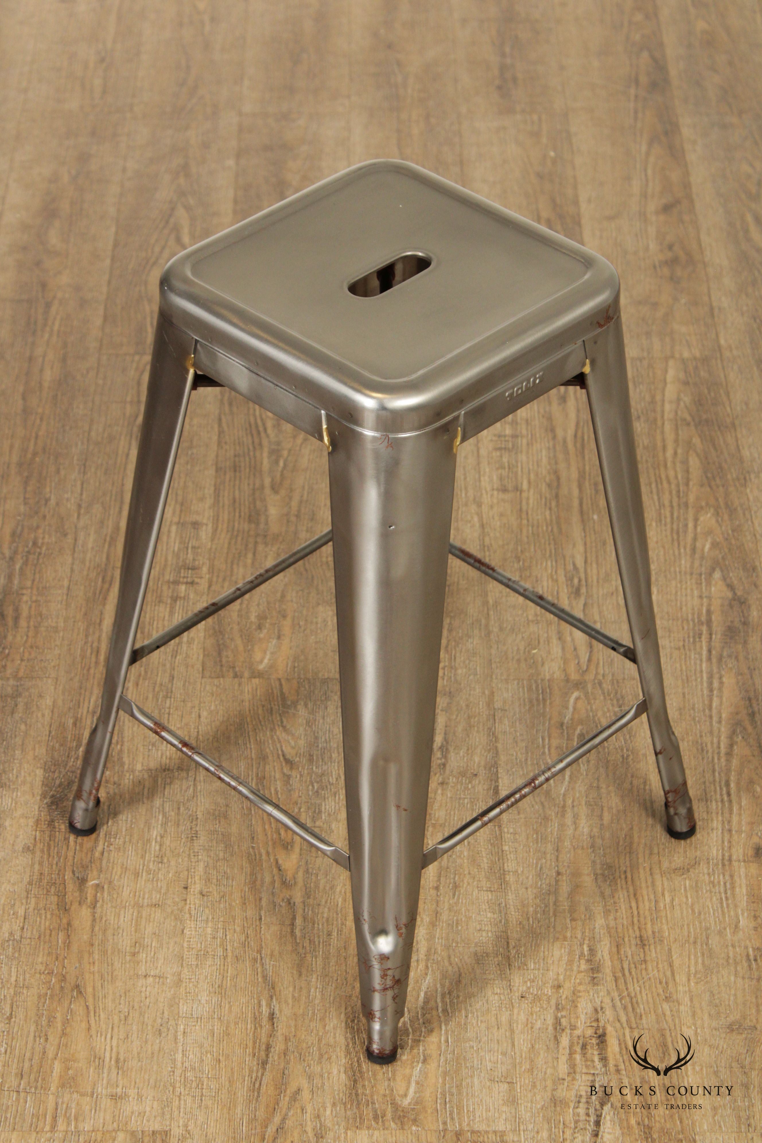 Tolix Industrial Style Set of Four Galvanized Steel Counter Stools