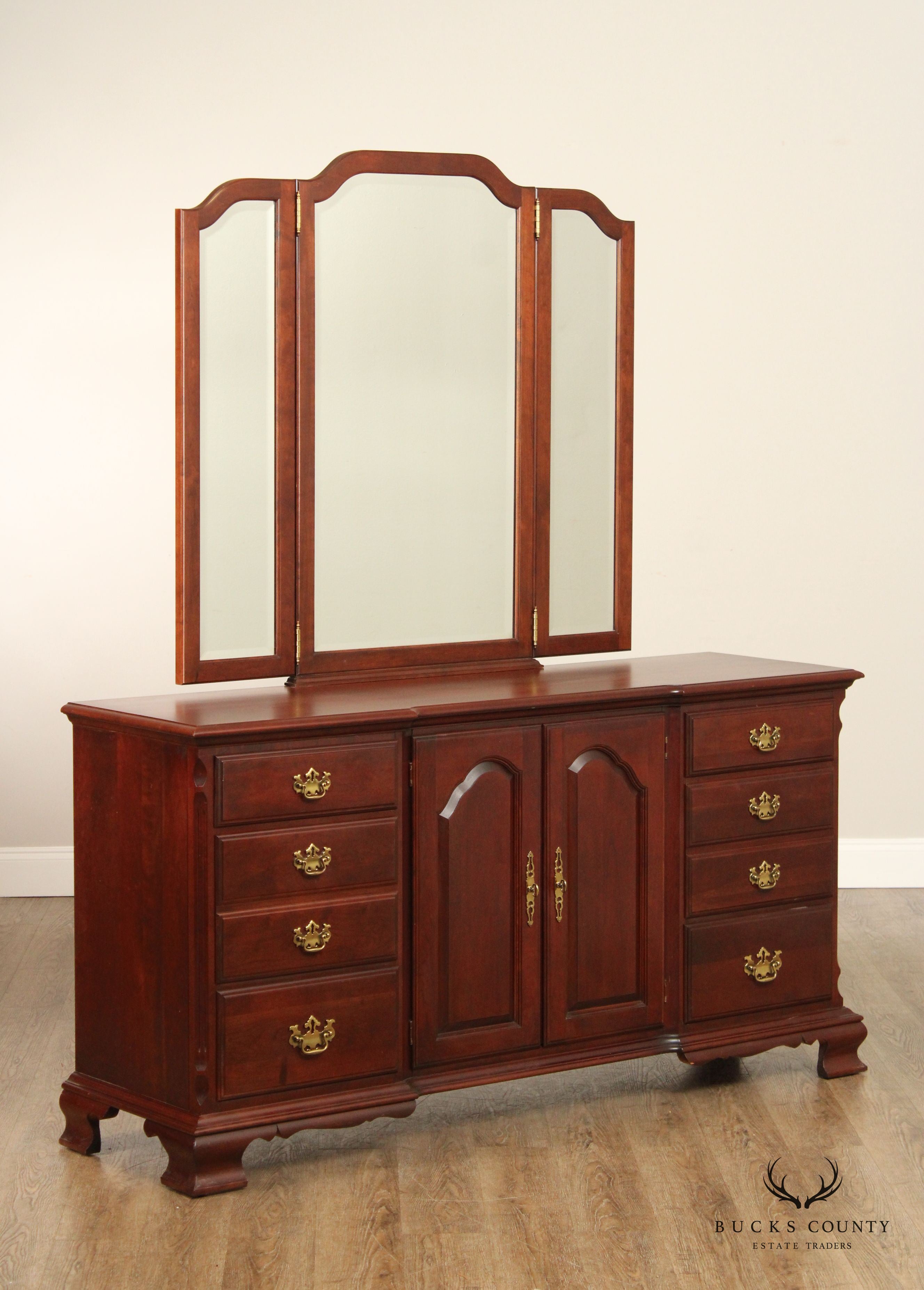 Pennsylvania House Chippendale Style Cherry Dresser With Mirror