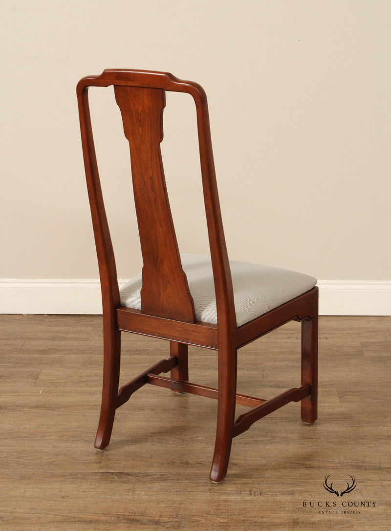 Ethan Allen Solid Cherry Wood Frame Set Of Eight Dining Chairs