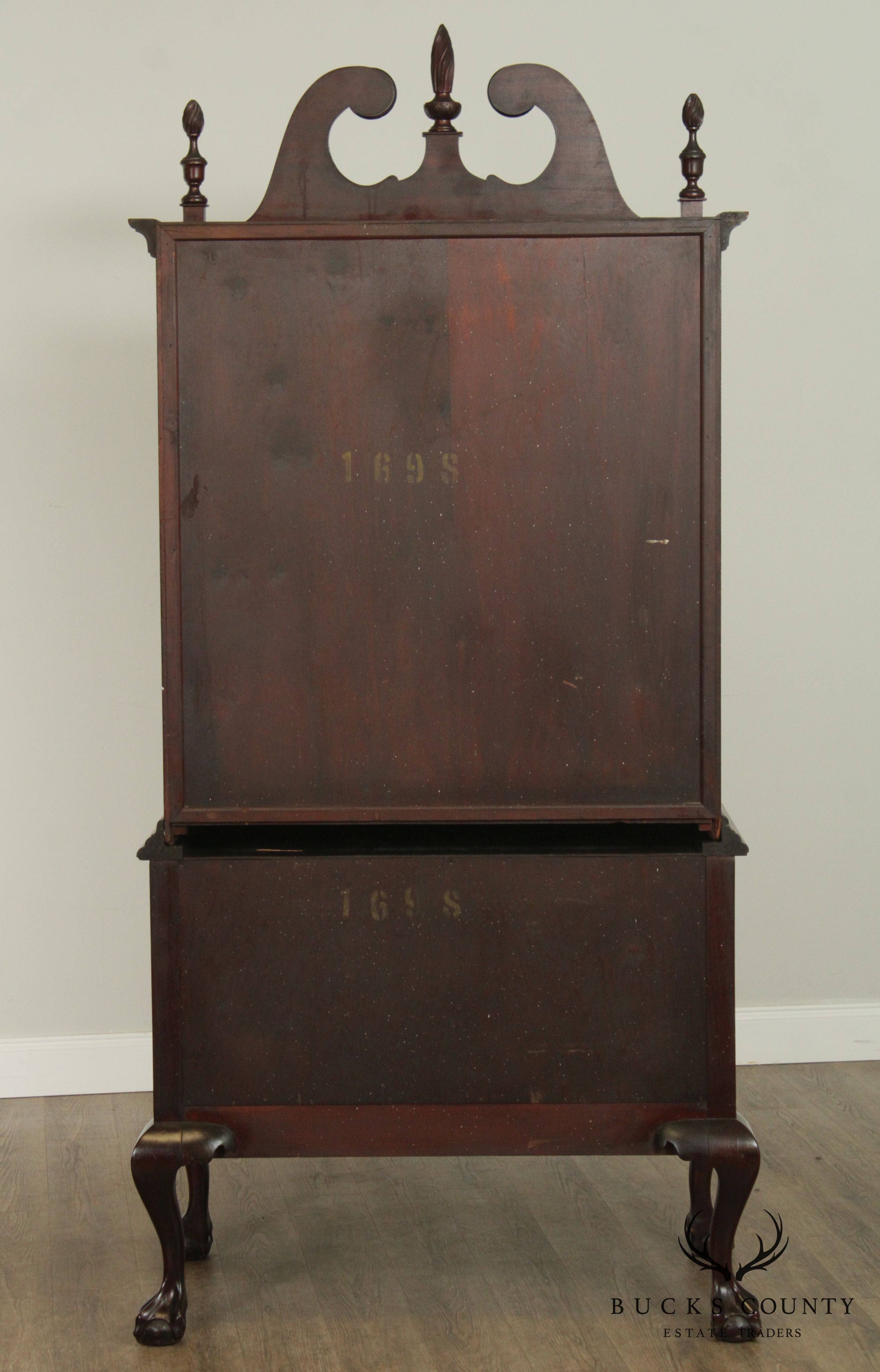 Charak 1930's Chippendale Style Hand Crafted Solid Mahogany Highboy