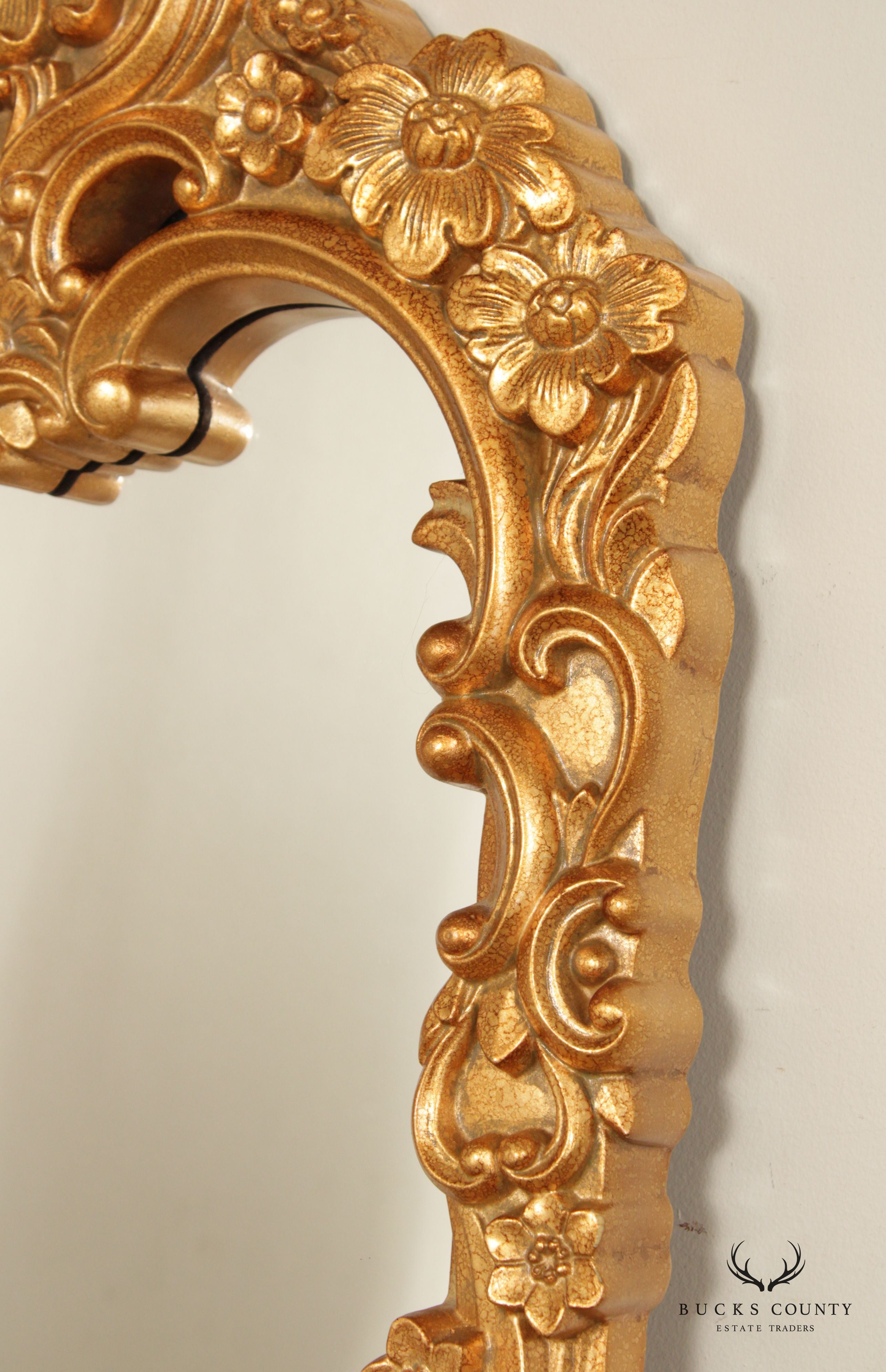 Rococo Style Carved Gesso Full Length or Pier Mirror