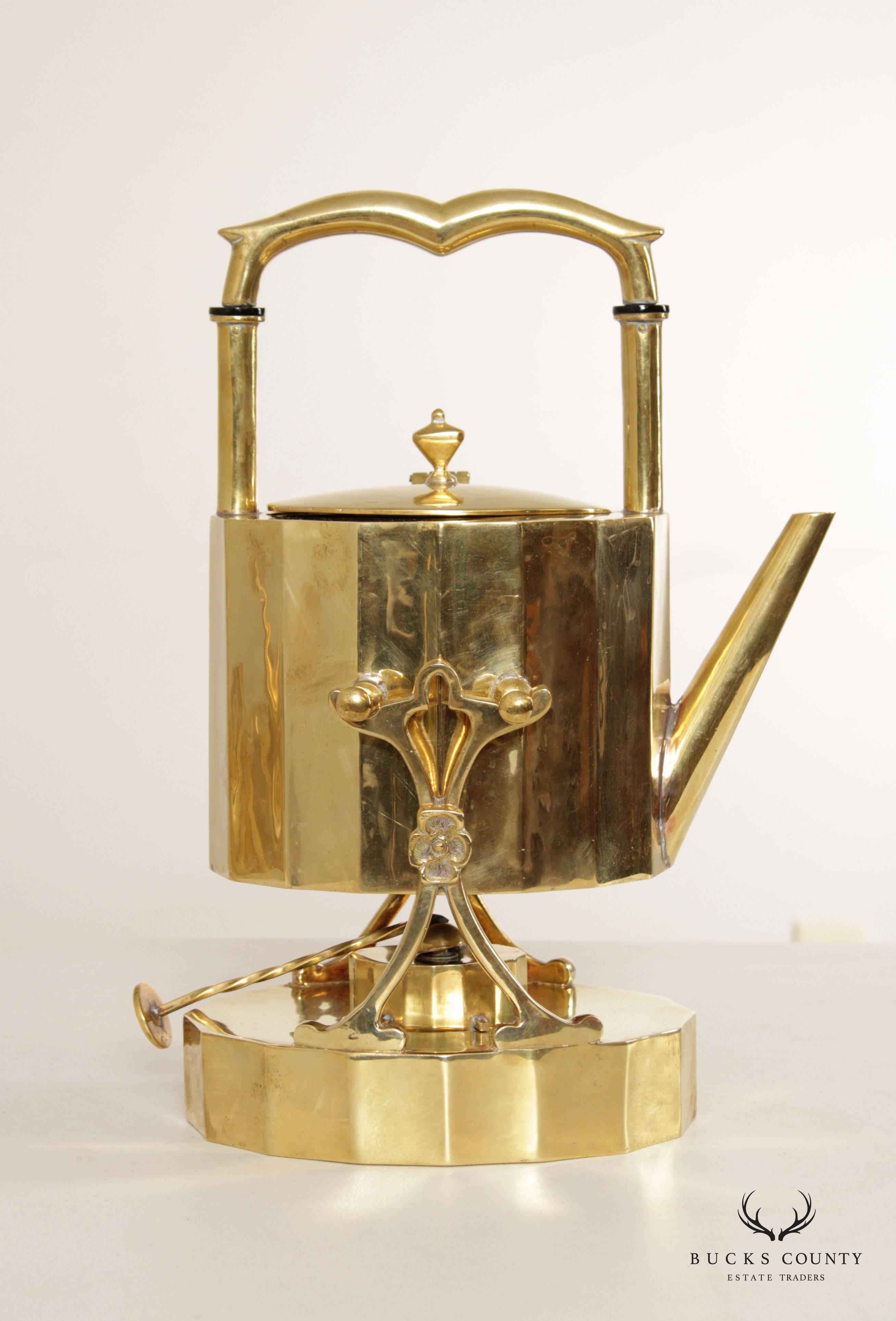 J. Jiminez Art Deco Style Brass 7 Piece Coffee & Tea Set