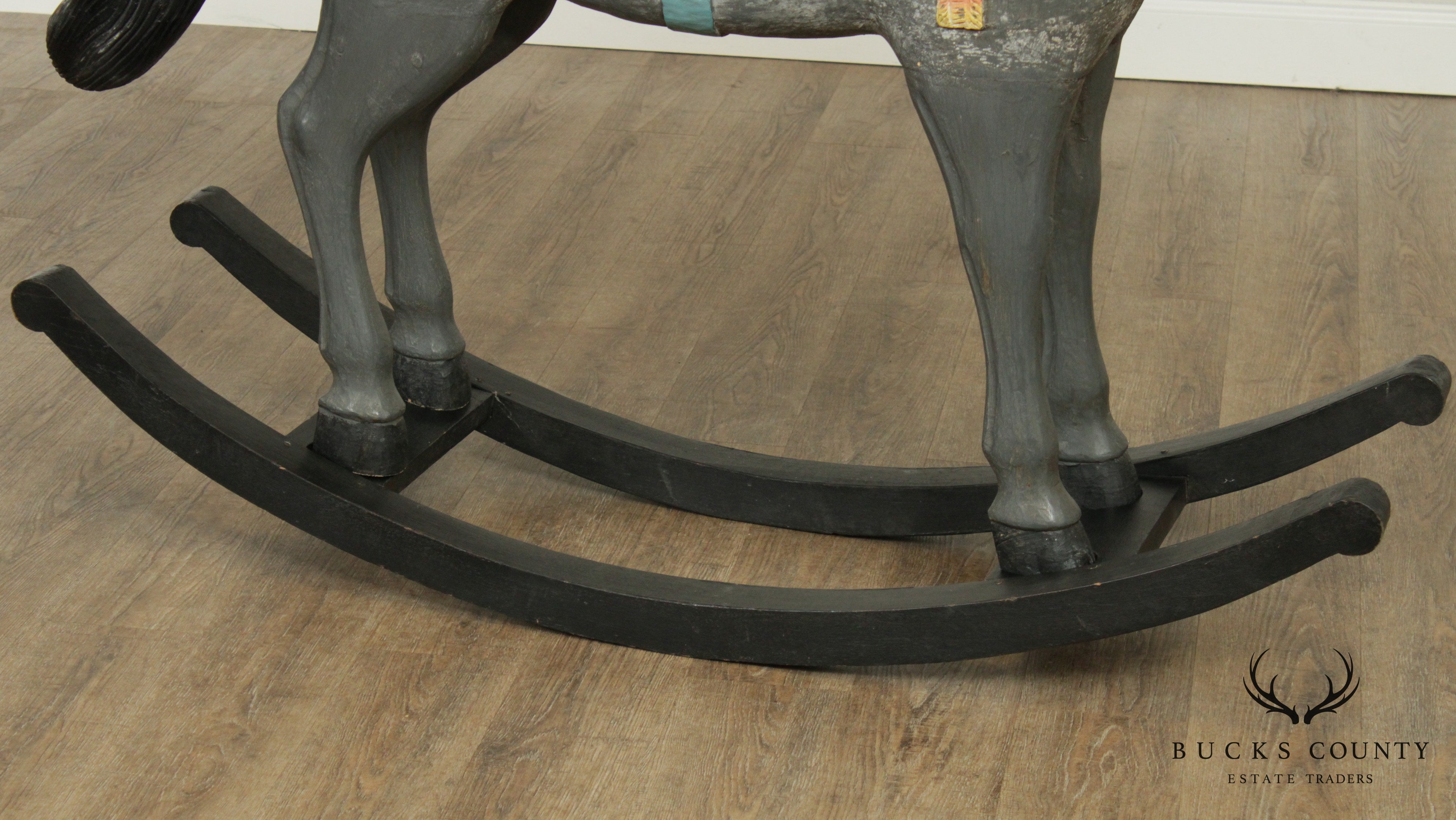 Vintage Quality Carved Wood Hand Painted Large Rocking Horse