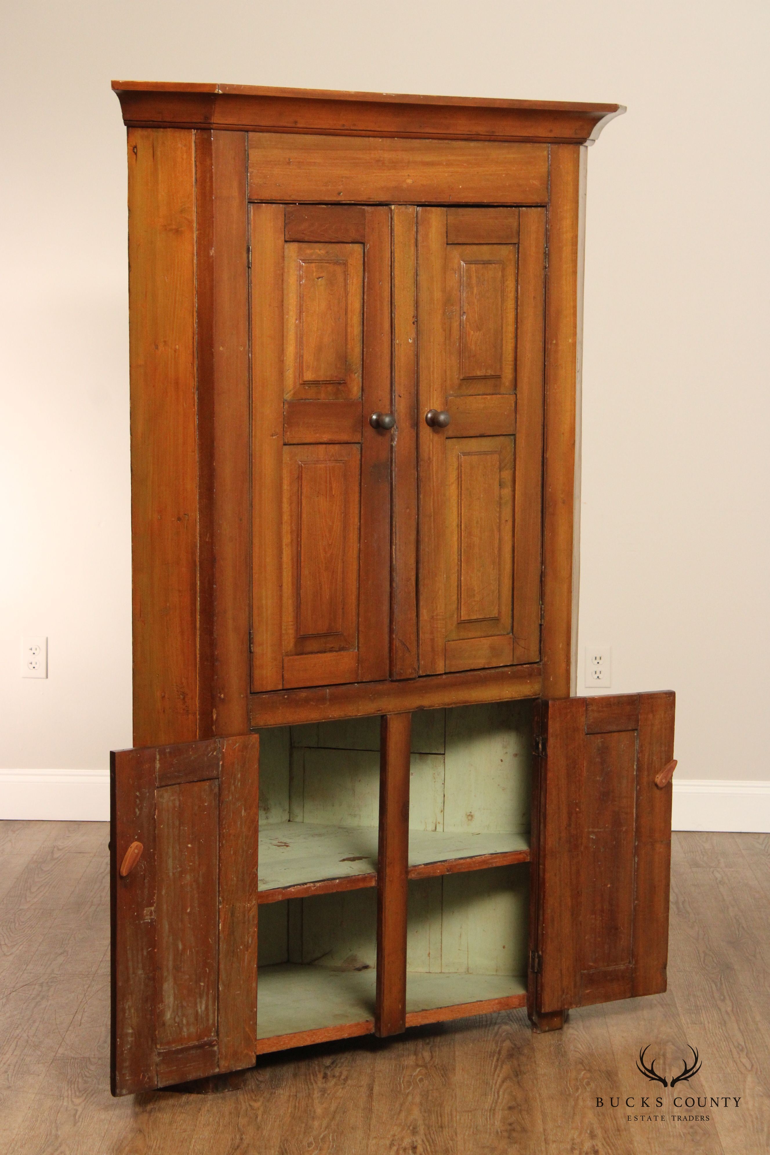 Antique 19th Century Pine Four Door Corner Cupboard