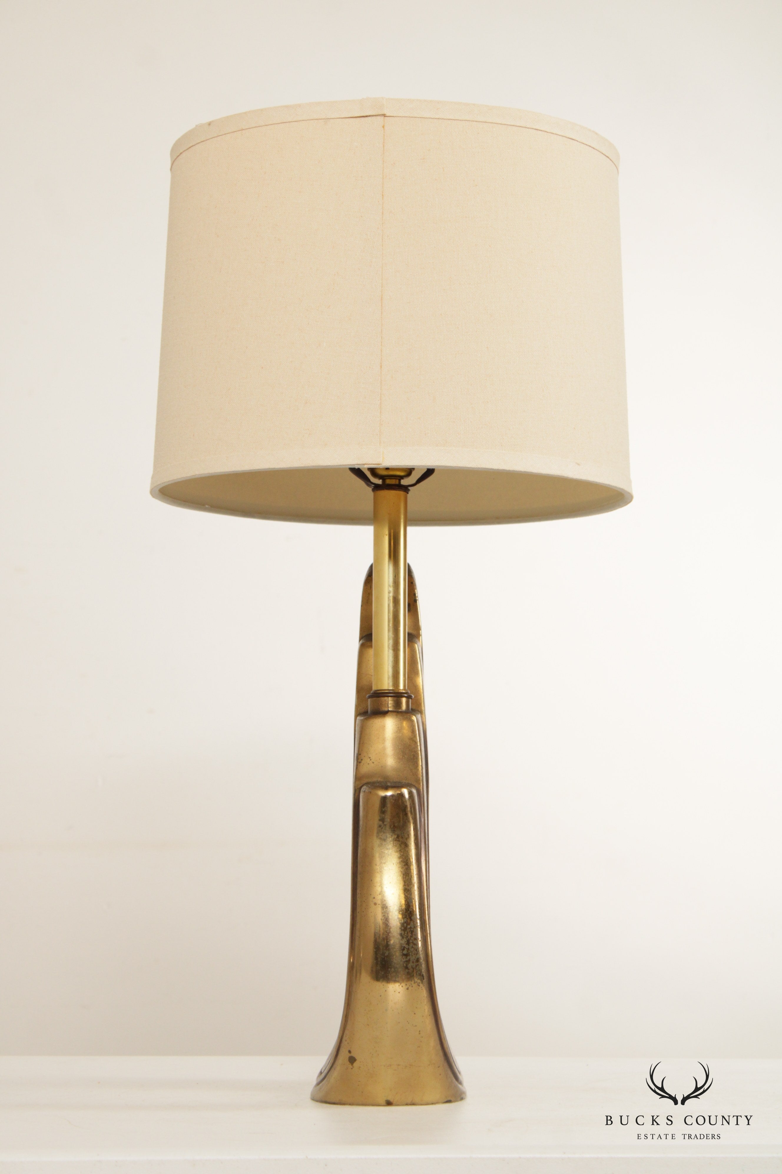 Pierre Cardin Style Pair Modernist Brass Table Lamps