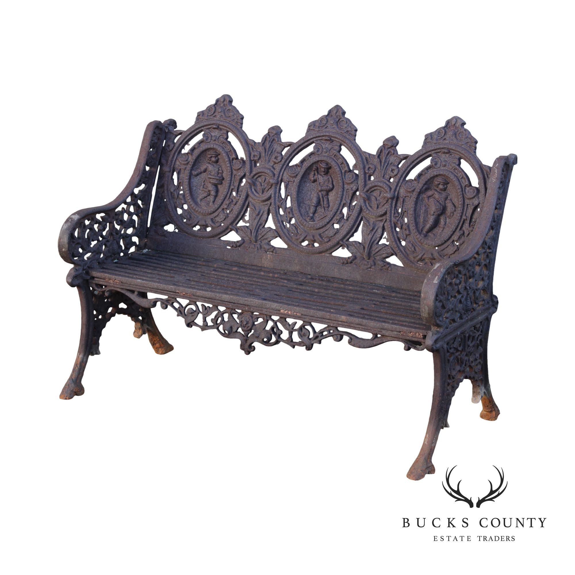 Victorian Style Cast Iron Outdoor Seasons Garden Bench