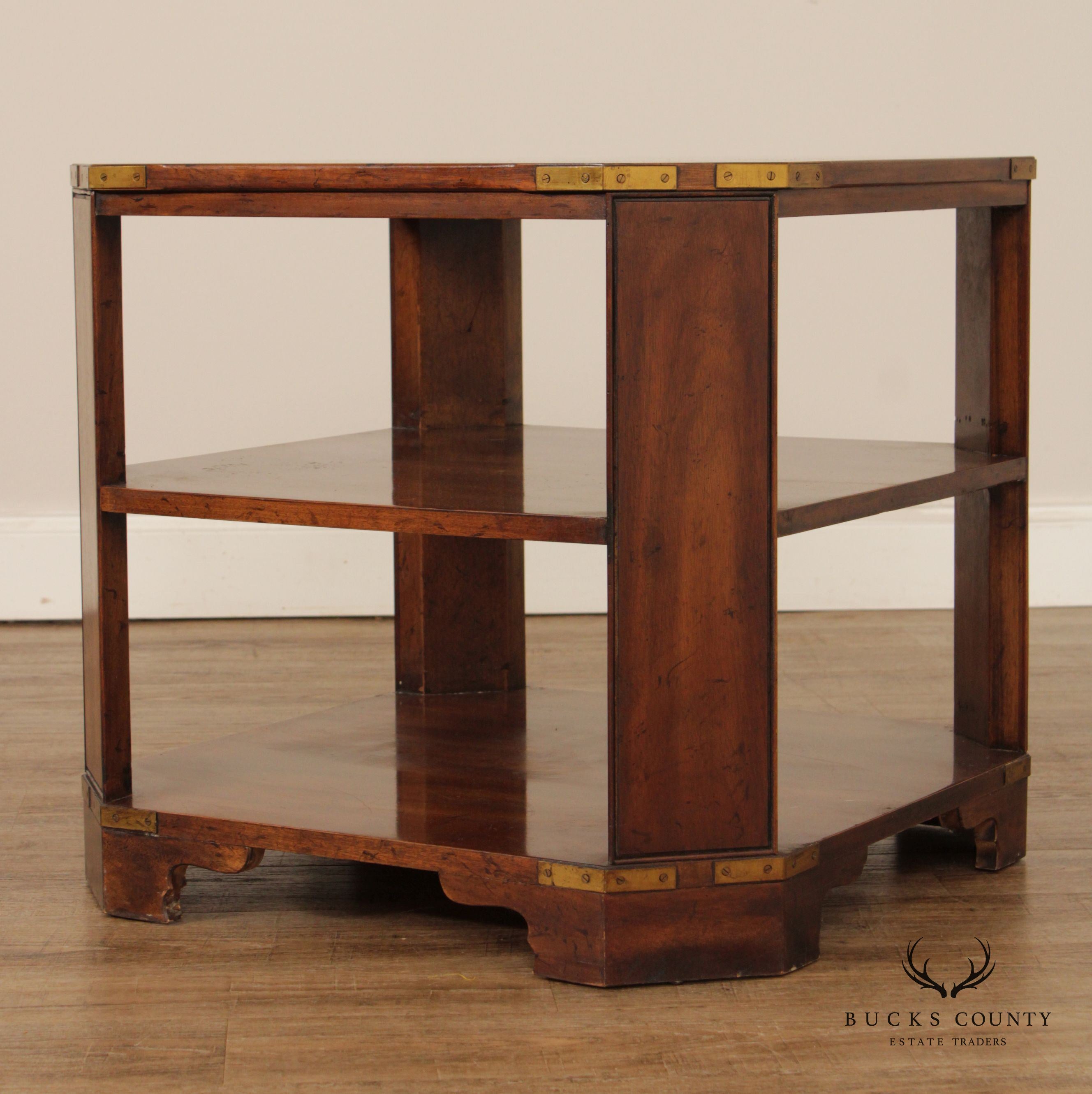 Heritage Furniture Campaign Style Cherry Three-Tier Square Side Table