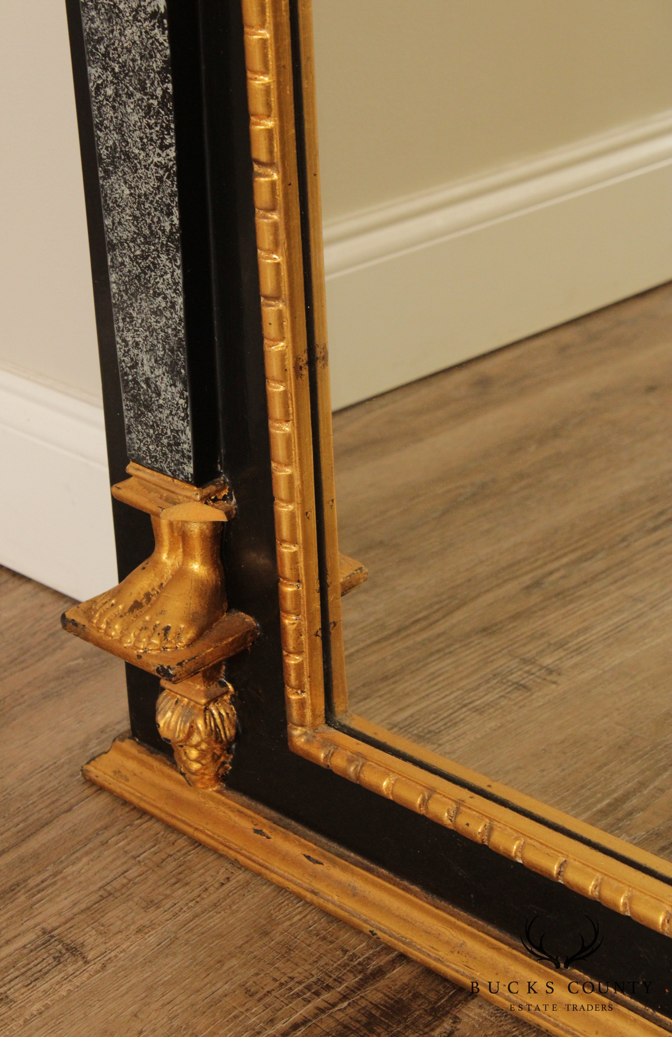 Neo-Classical Egyptian Revival Style Partial Gilt Wall Mirror