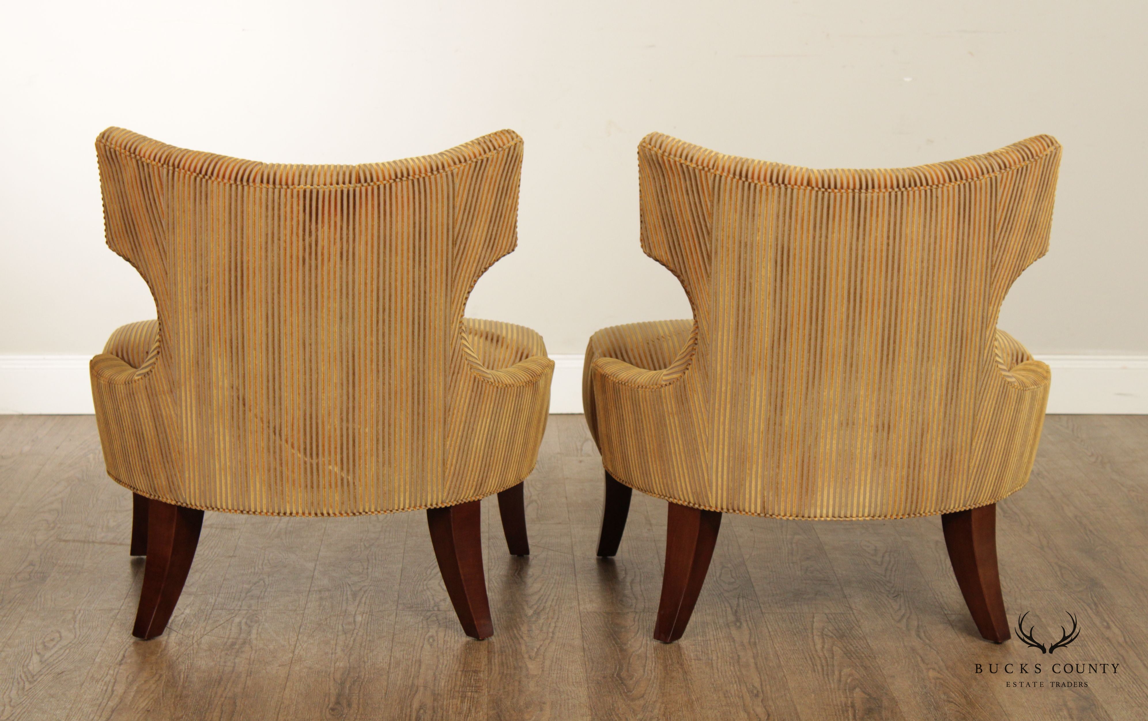 Baker Furniture Pair of Tufted Back Club Chairs (B)