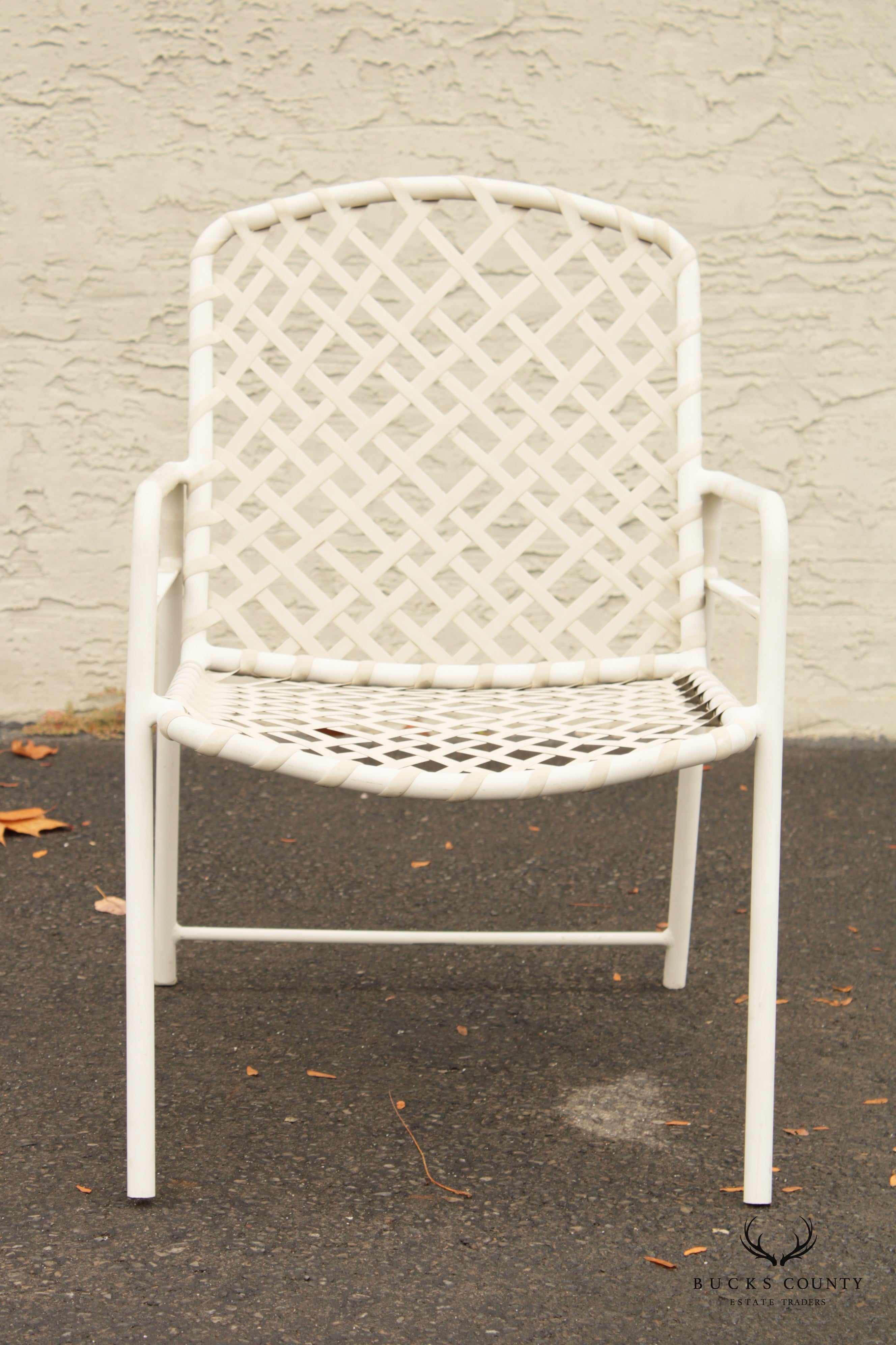 Mid Century Modern Set of Four Aluminum and Vinyl Outdoor Patio Armchairs