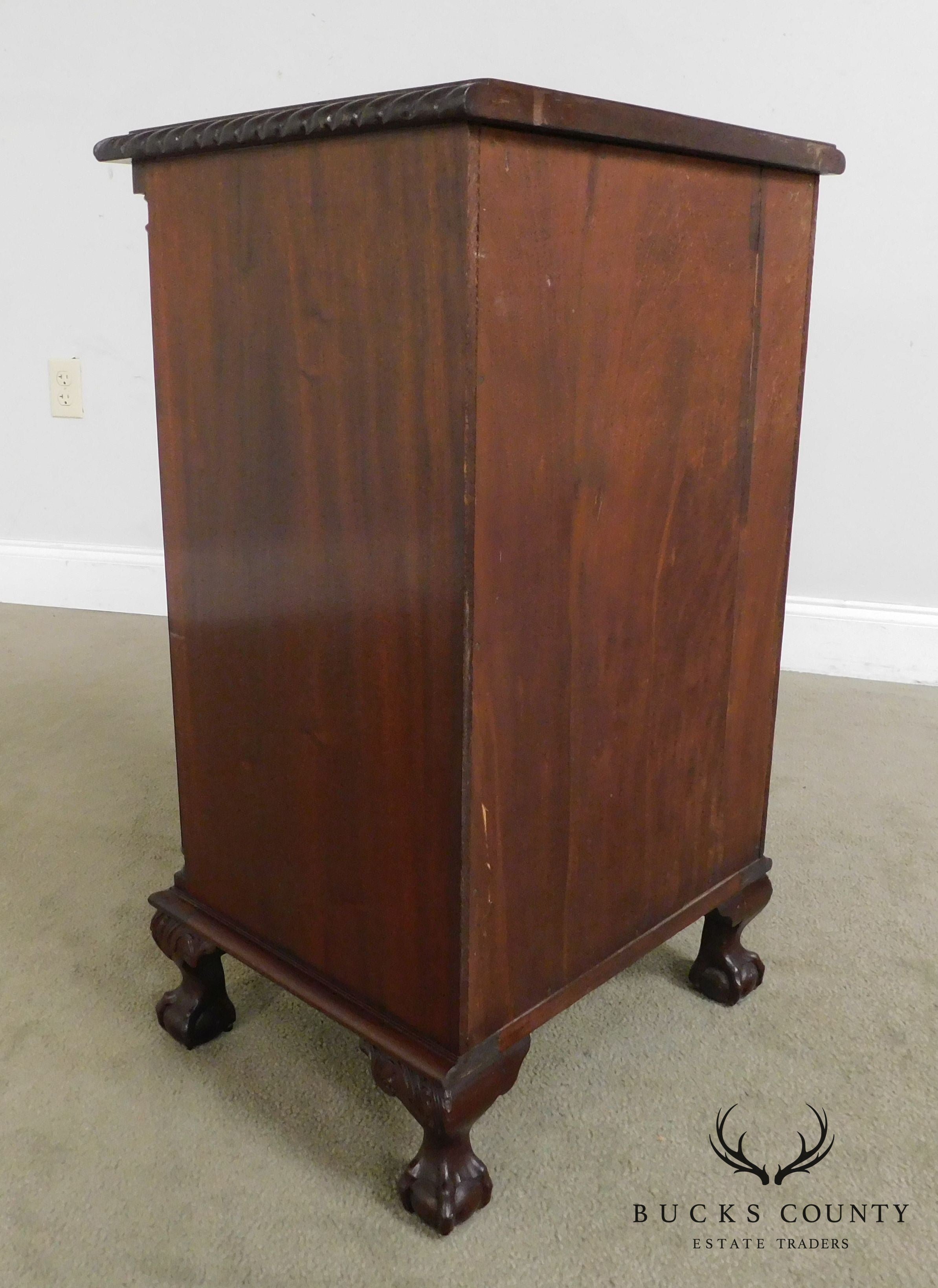 Chippendale Style Custom Mahogany Ball and Claw One Drawer Nightstand