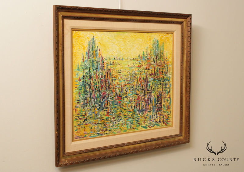 Charles Melohs 'Sunrise Over New York' Abstract Oil Painting