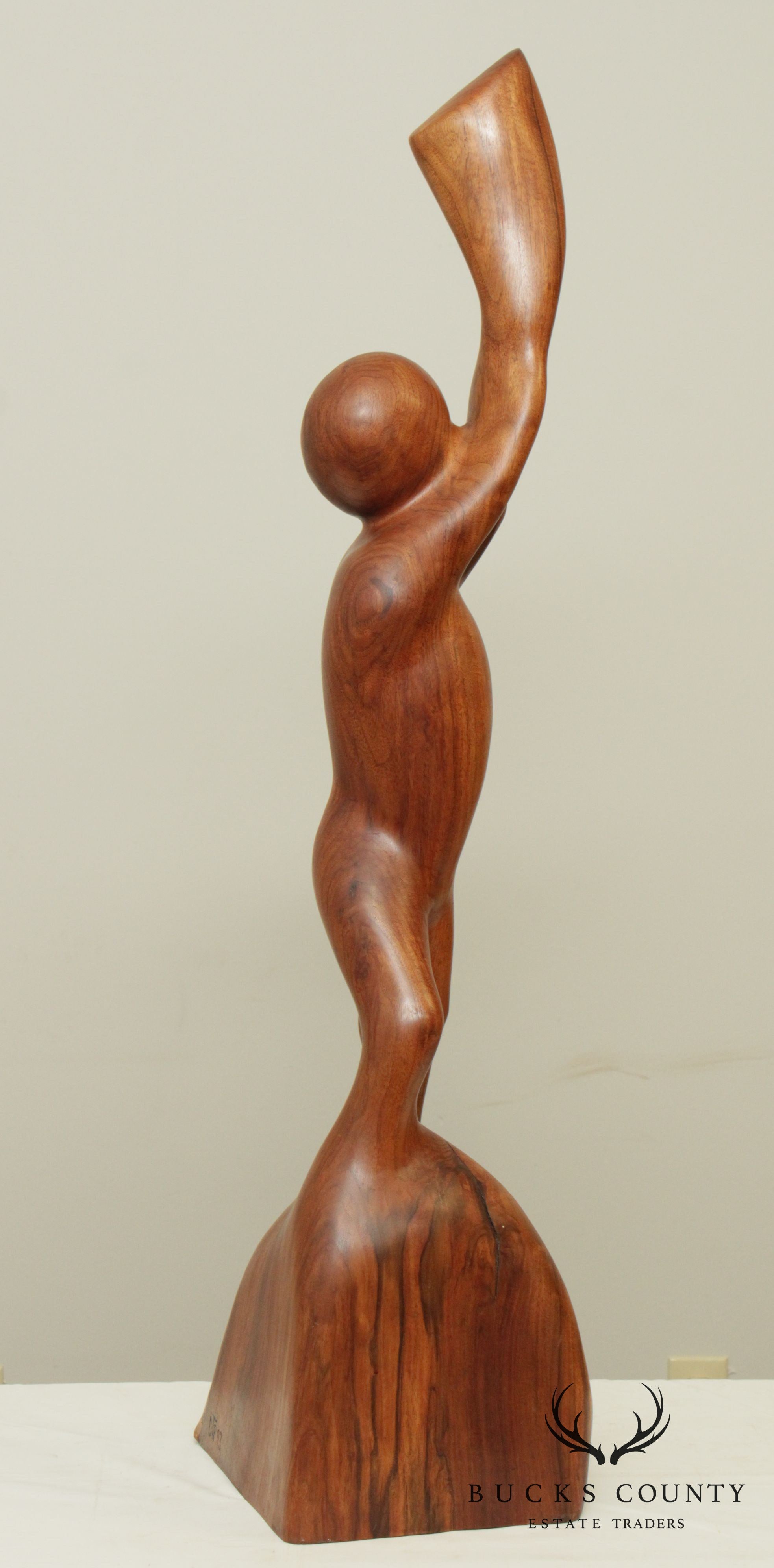 Modern Abstract Figural Carved Walnut Sculpture