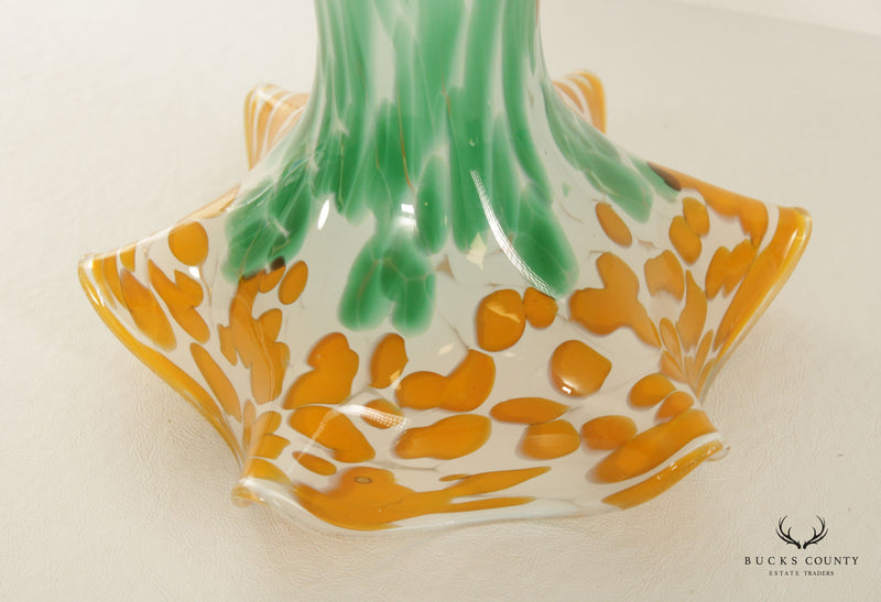 Murano Style Vintage Art Glass Lily Flower
