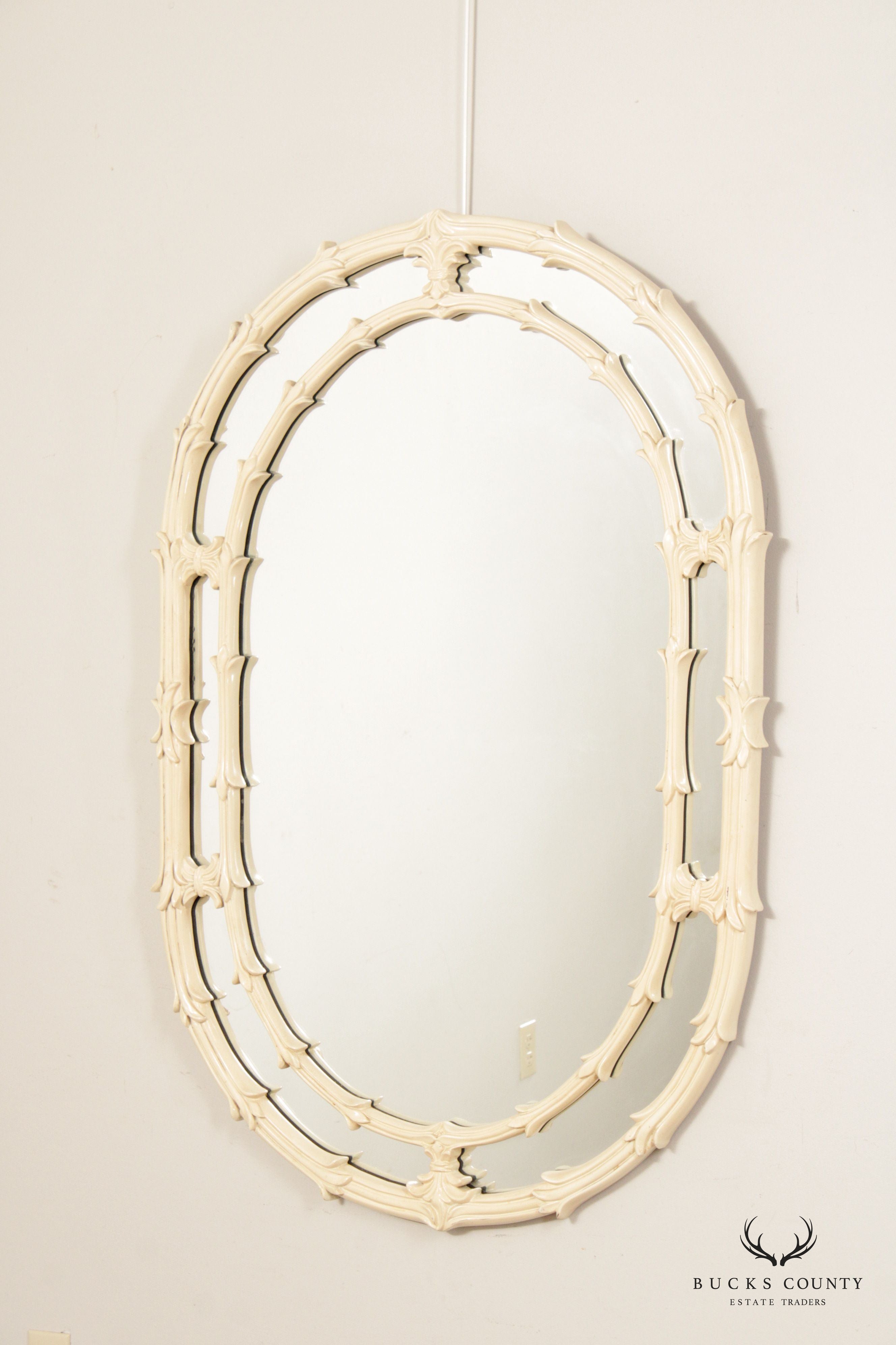 Gampel Stoll Hollywood Regency Oval Lacquered Hanging Mirror