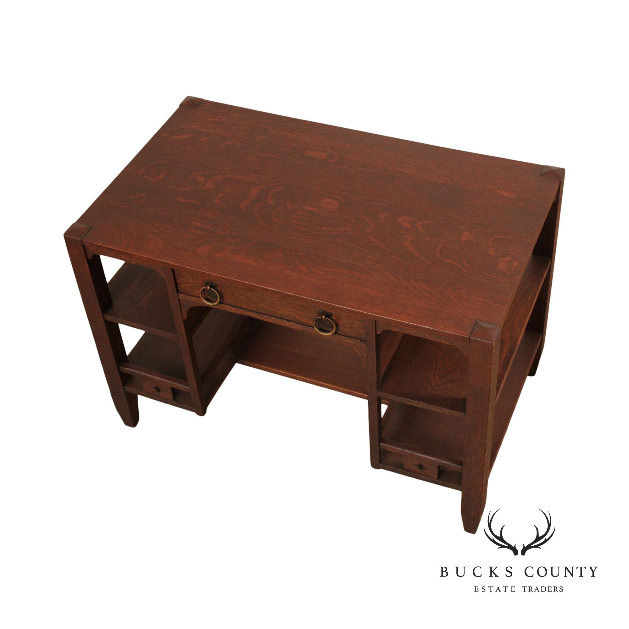 Mission Oak One-Drawer Library Table Writing Desk