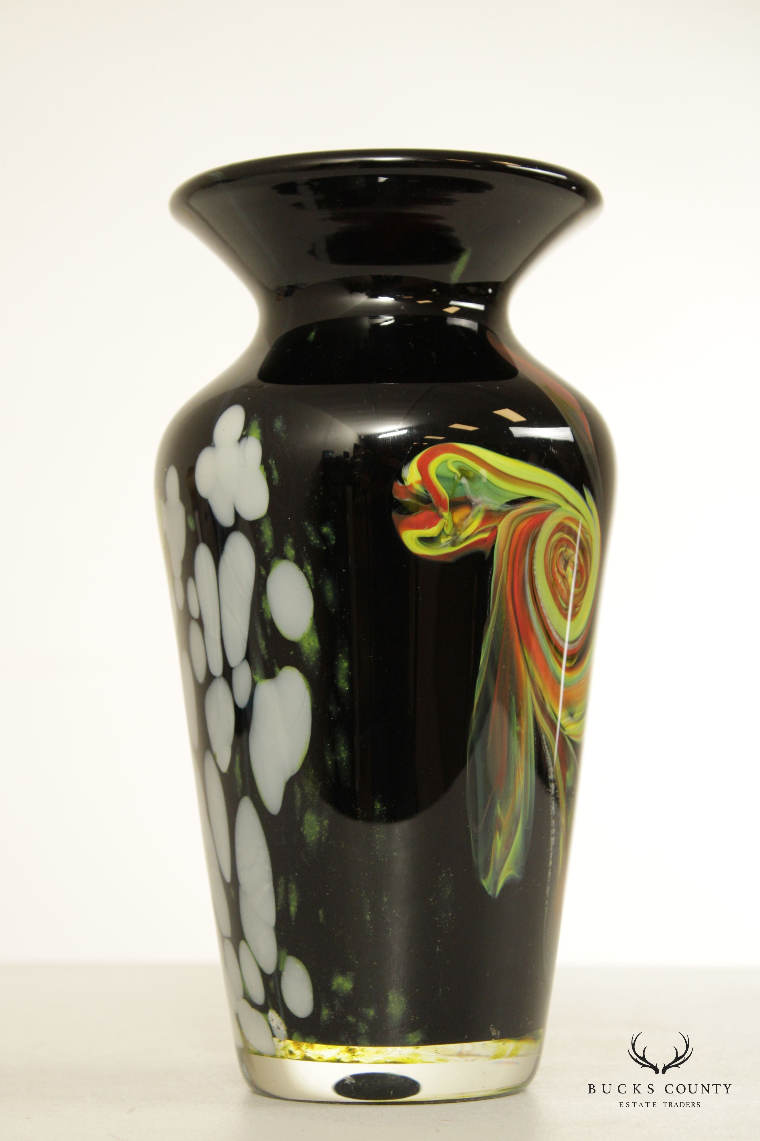 Vintage Modern Handblown Art Glass Vase