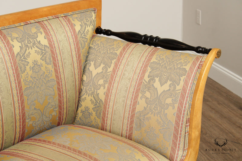 Antique Biedermeier Style Custom Upholstered Settee Sofa
