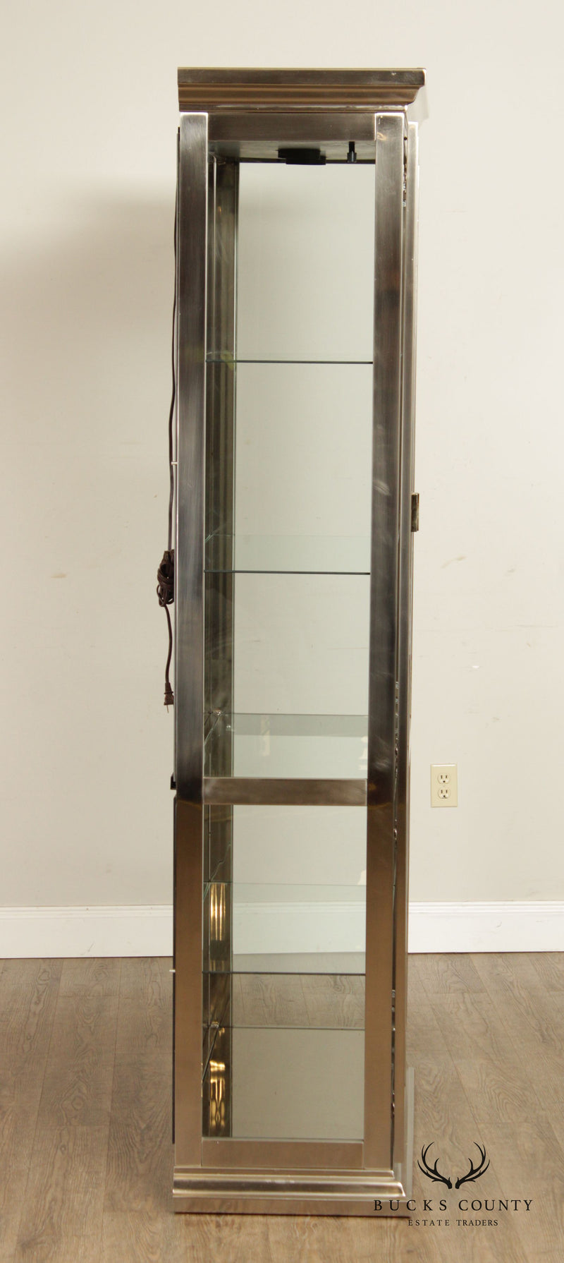 Modern Illuminated Mirrored Back Display Cabinet