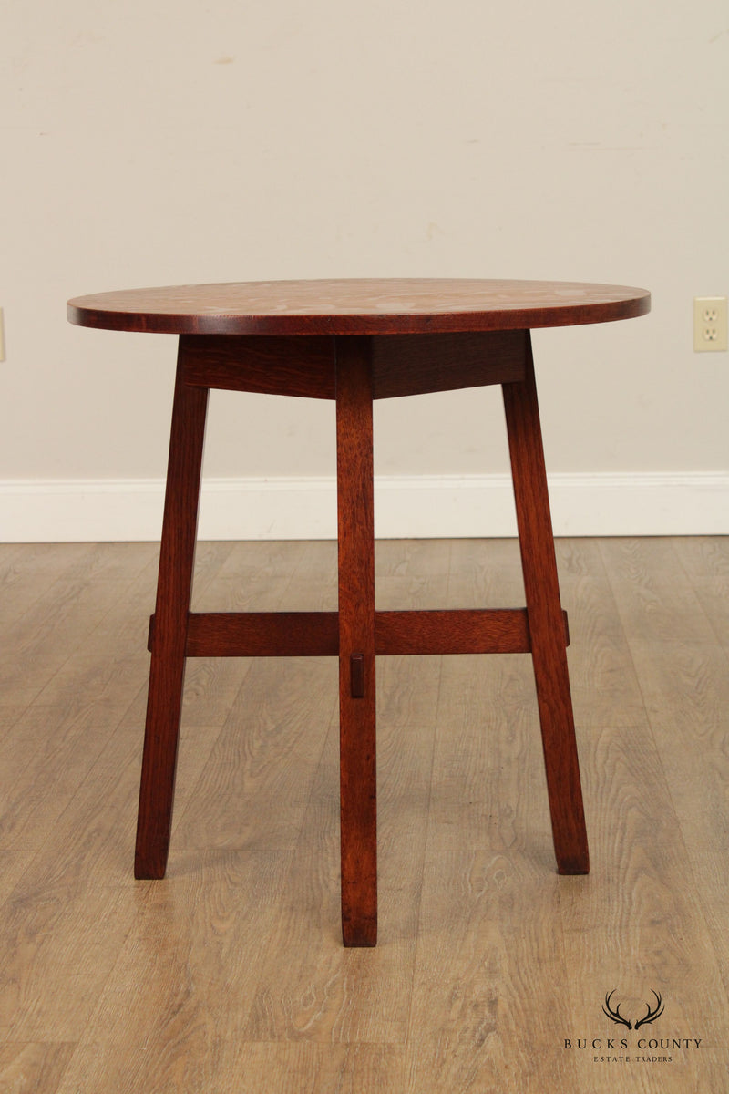 Stickley Brothers Antique Mission Oak Round Lamp Table
