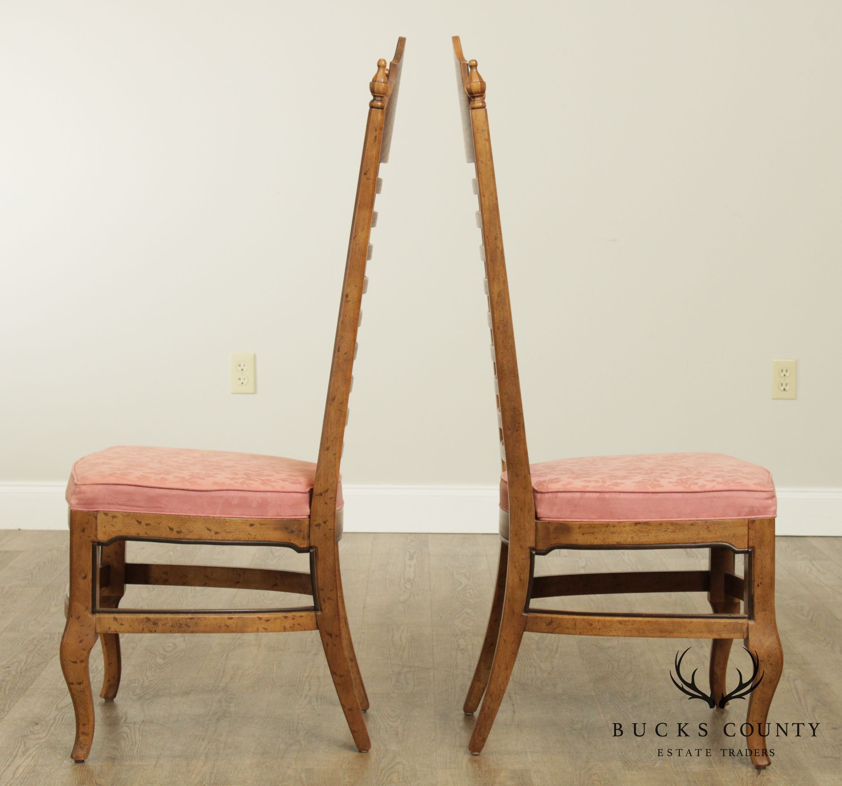 Drexel "Esperanto" Collection Vintage Pair Ladder Back Side Chairs