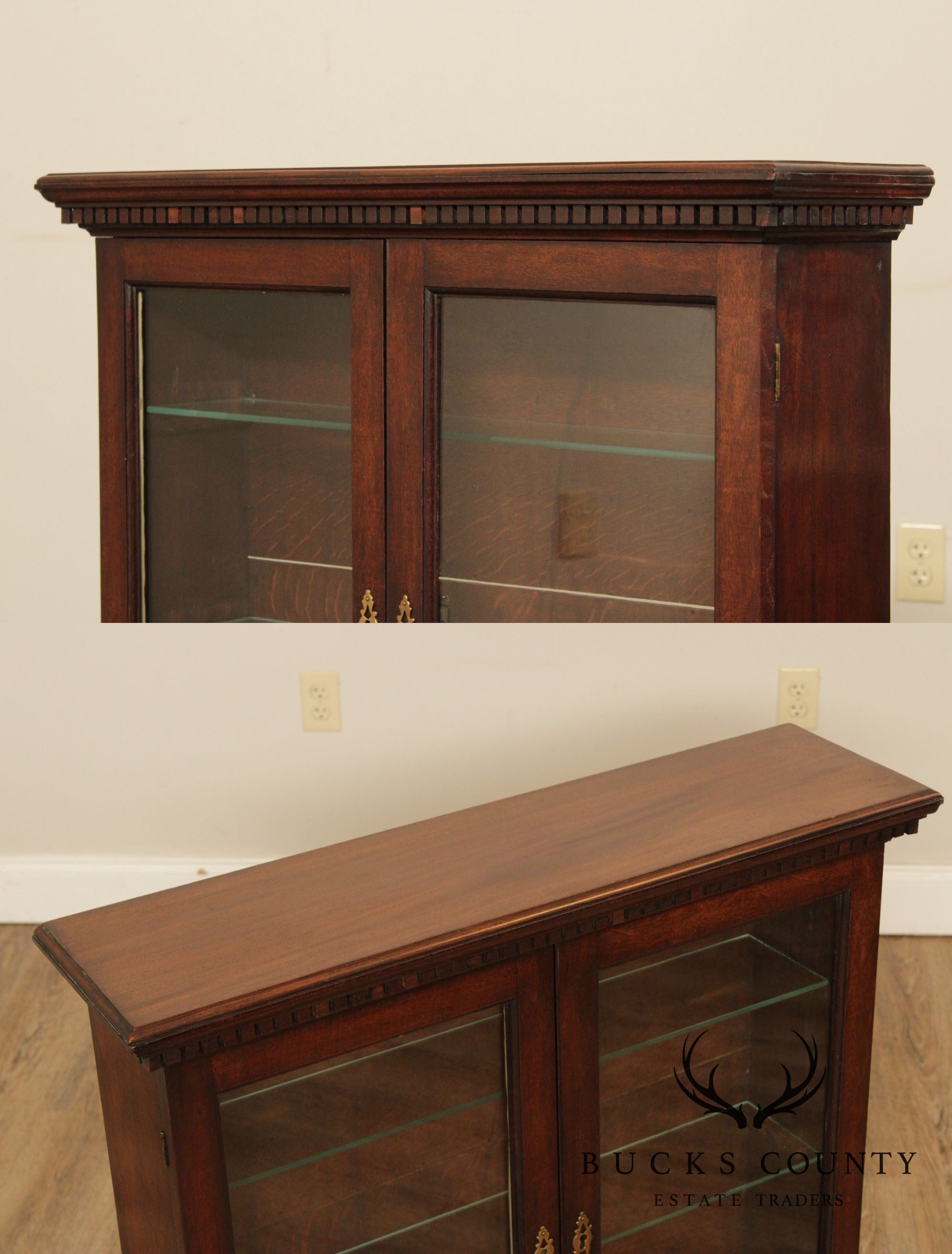 Antique English Mahogany 2 Piece Apothecary Cabinet