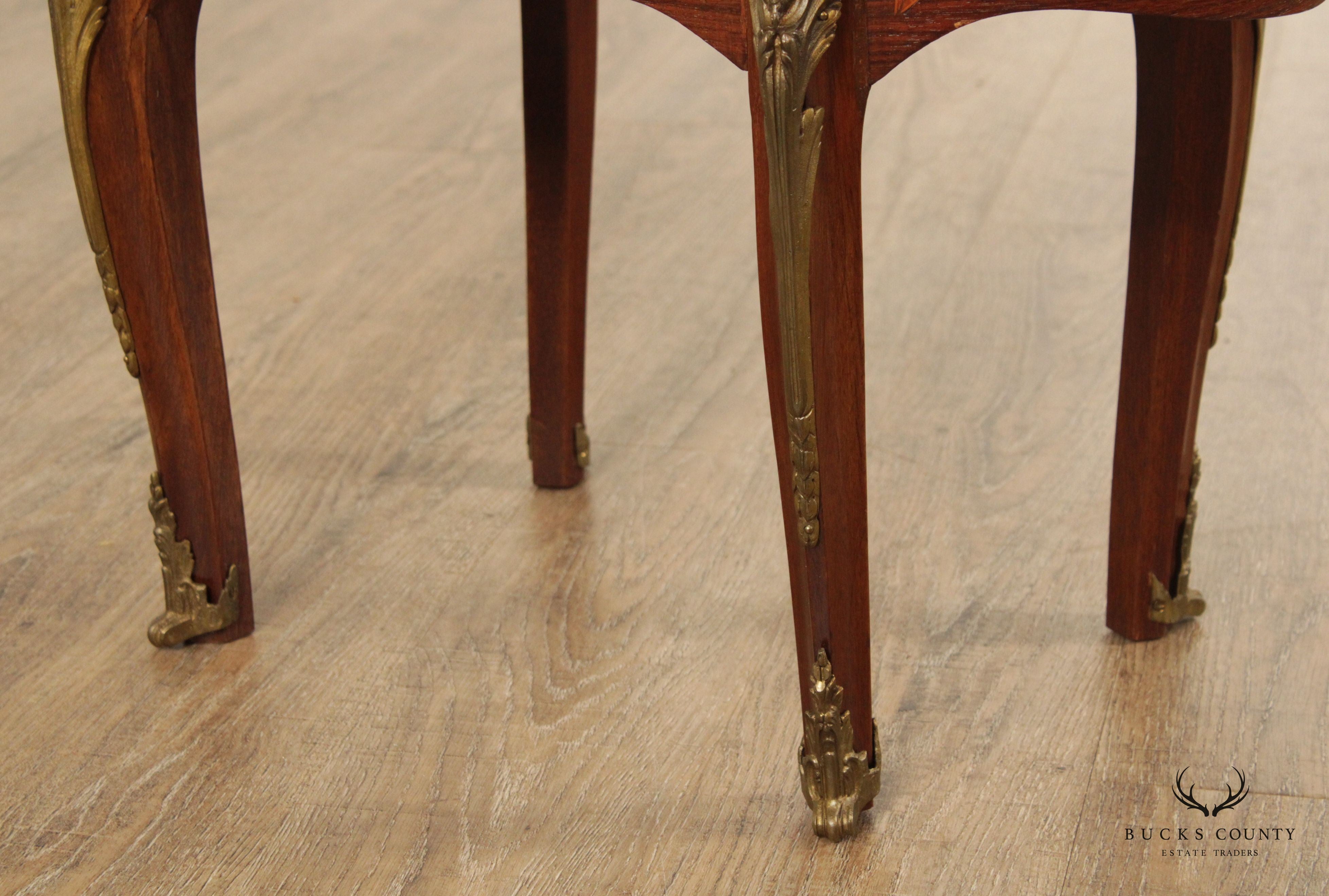 French Louis XV Marquetry Inlaid Cocktail Table