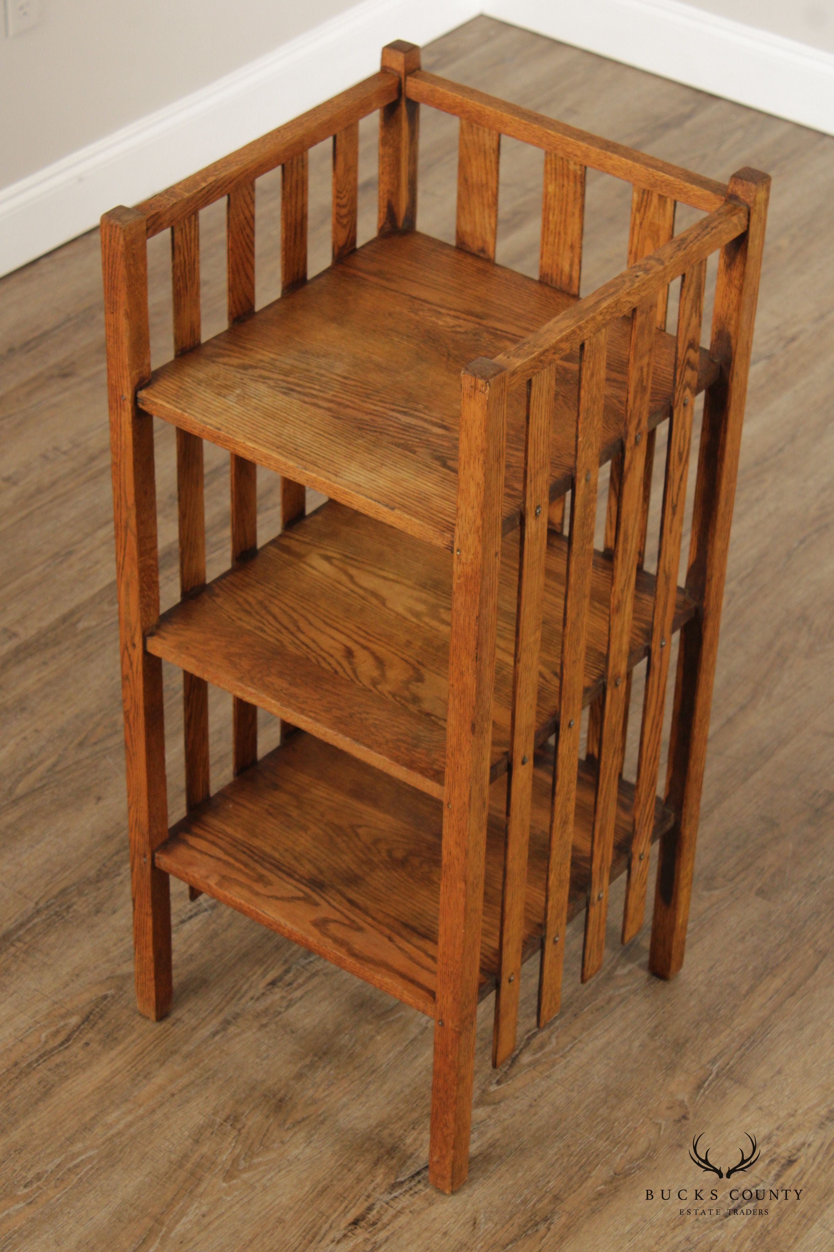 Antique Mission Style Oak Three-Tier Etagere or Bookcase