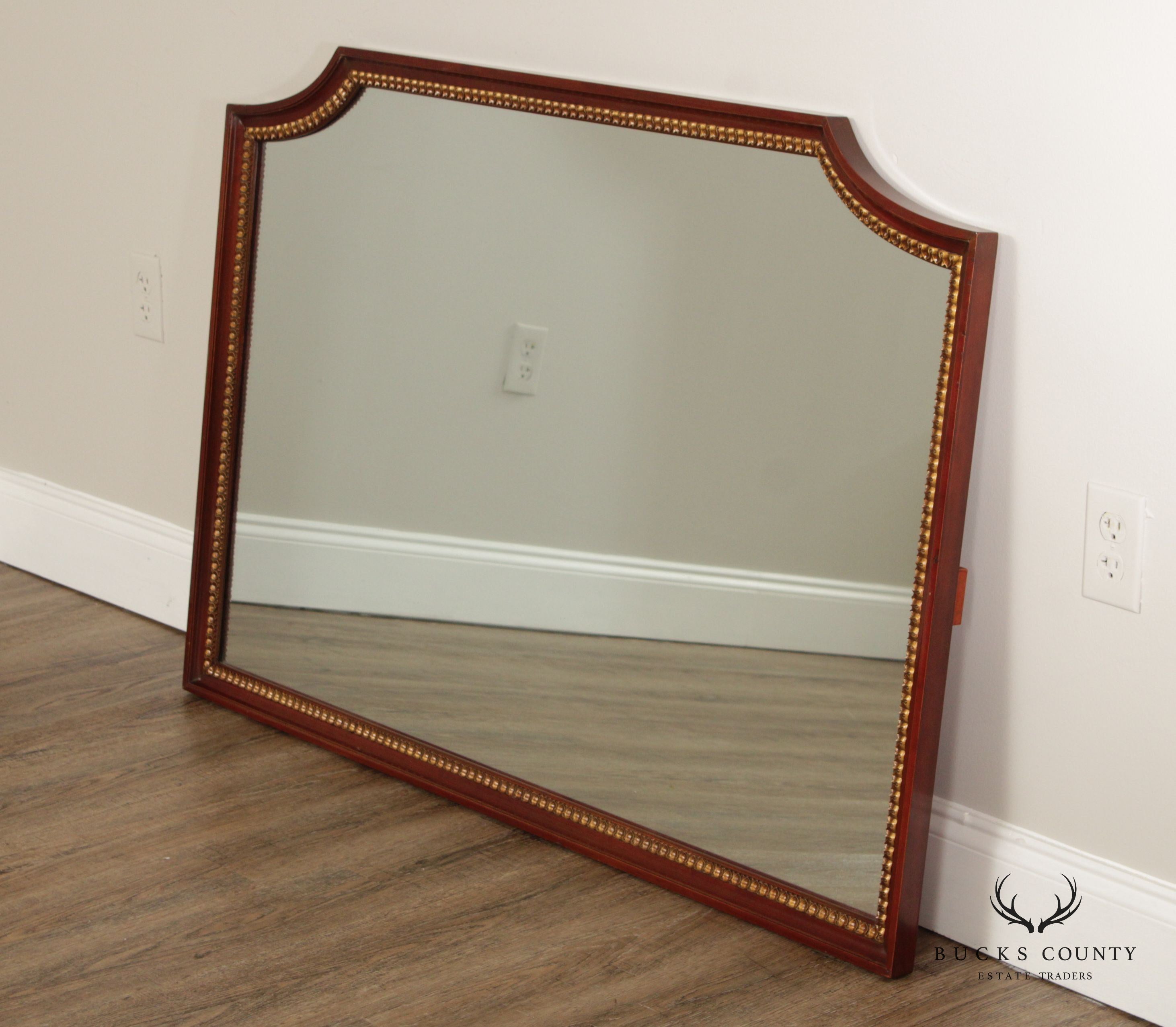 Regency Style Vintage Mahogany And Partial Gilt Over-Mantle or Wall Mirror