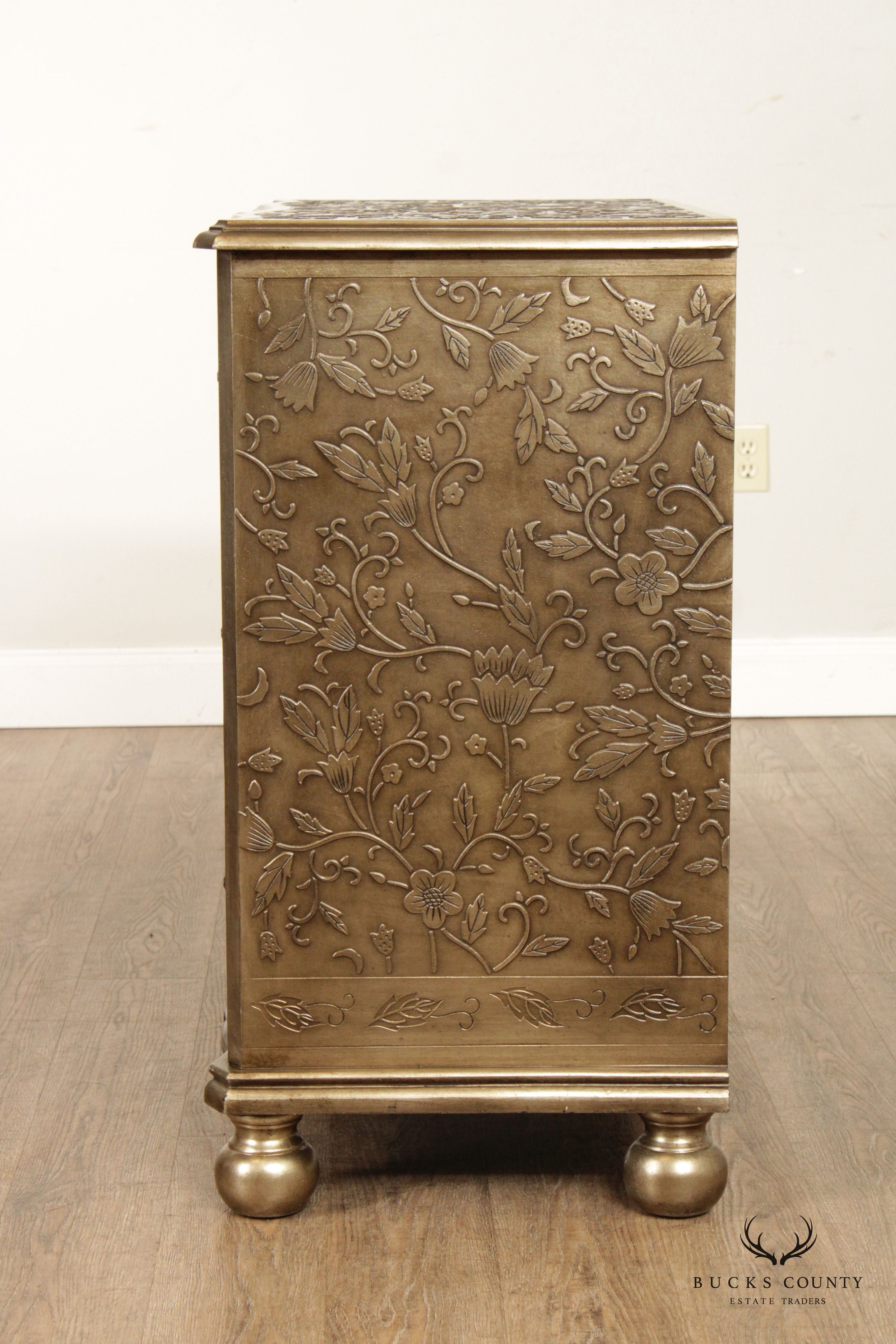 Silver Finished Embossed Chest of Drawers