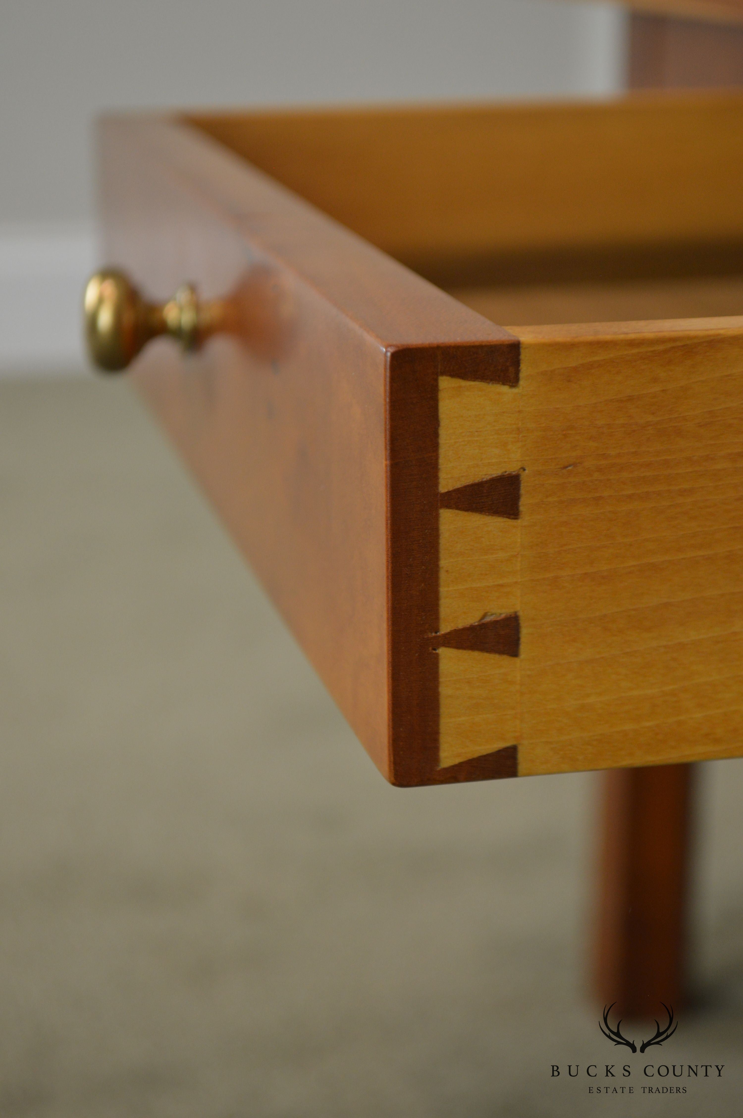 Hand Crafted Solid Cherry Wood Checkerboard Top Game Table by F. G. Harrison III