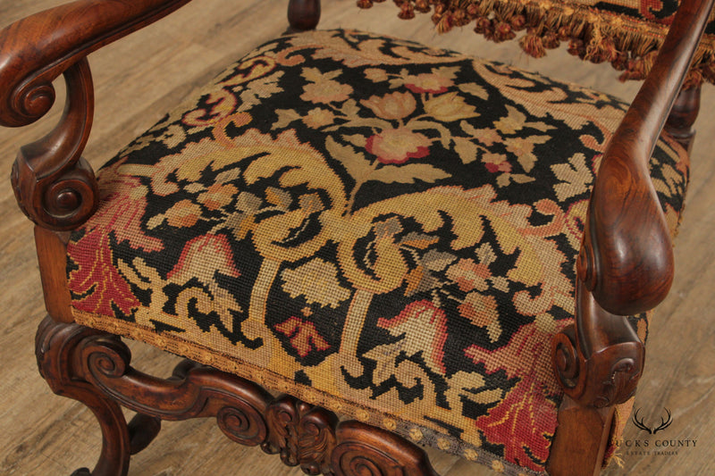 Louis XVI Style Arm Chair with Needlepoint Upholstery
