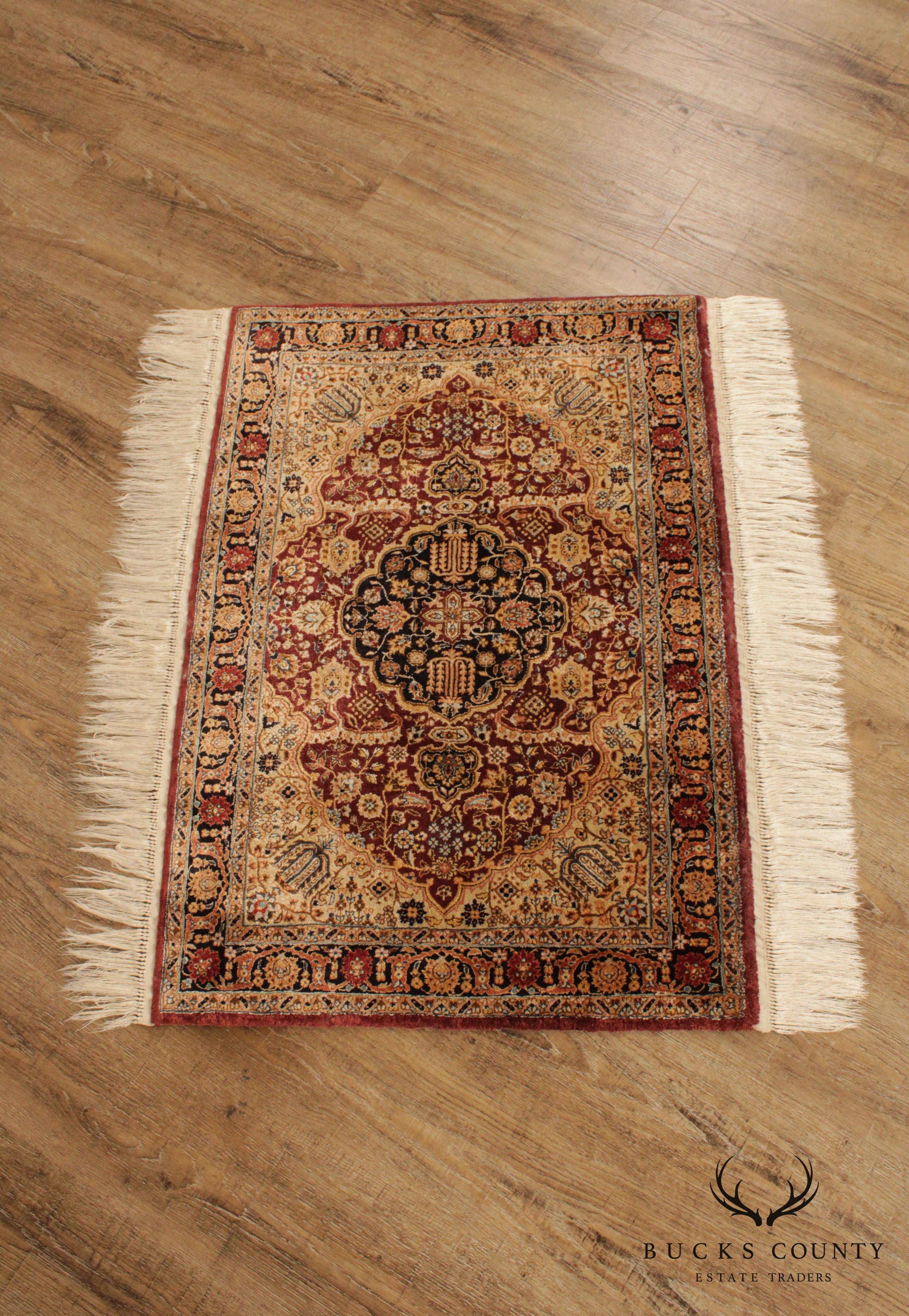 Vintage Indo Kerman 3'1" x 2'1" Handwoven Rug