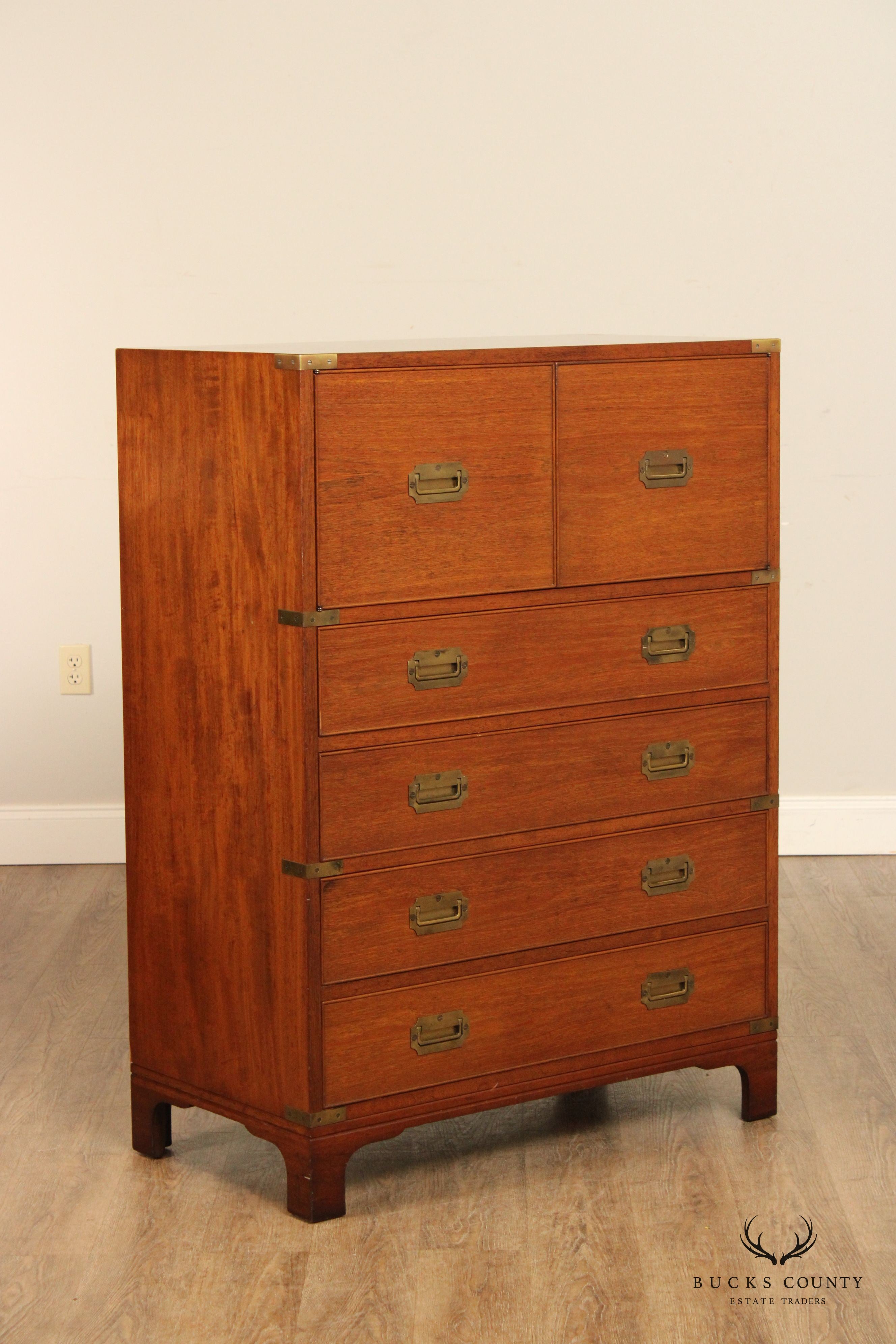 Beacon Hill Vintage Campaign Style Mahogany Tall Chest