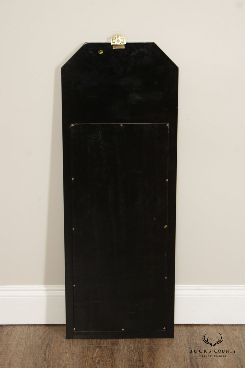 Chinoiserie Decorated Black Lacquer Trumeau Mirror