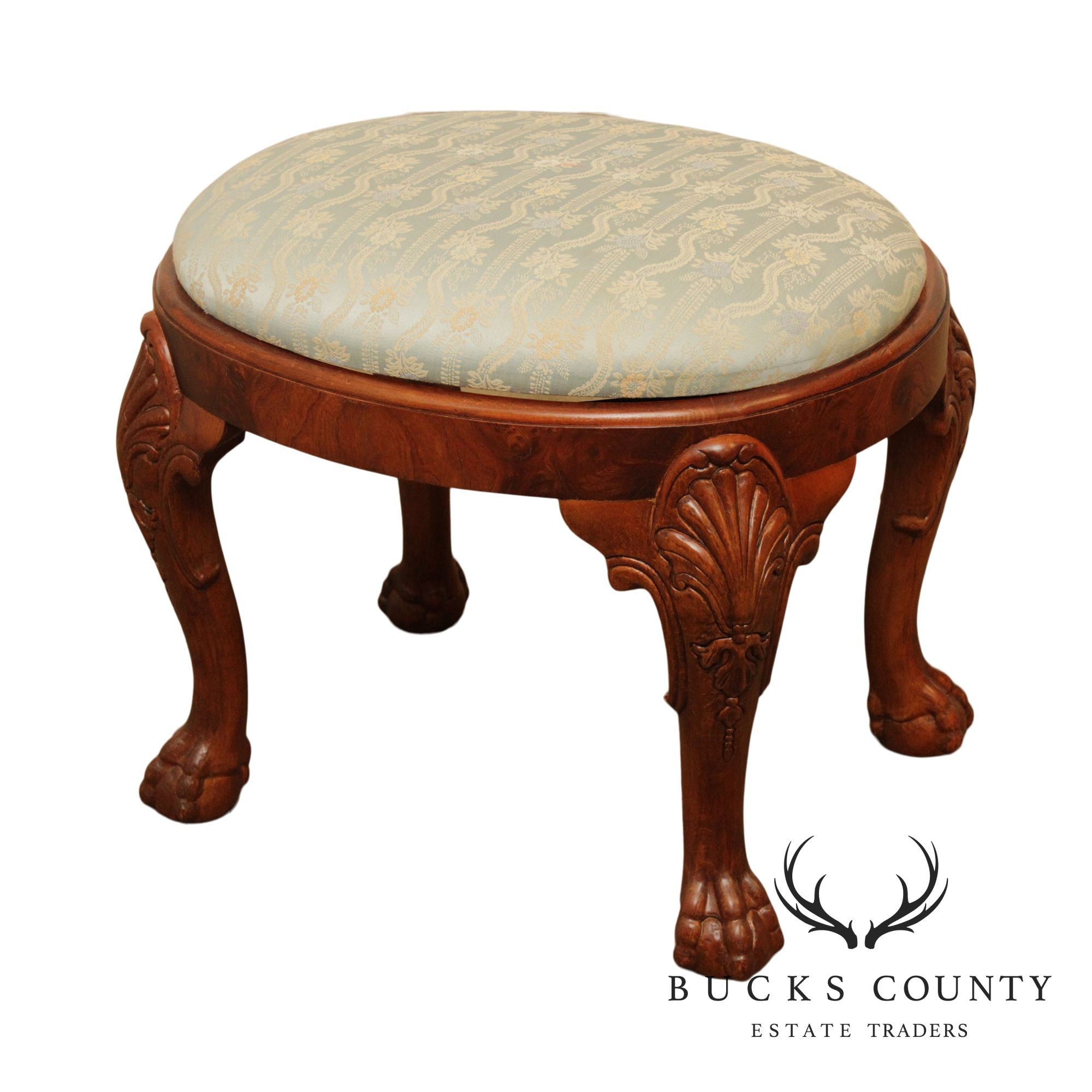 George III Style Mahogany Ball & Claw Foot Oval Stool