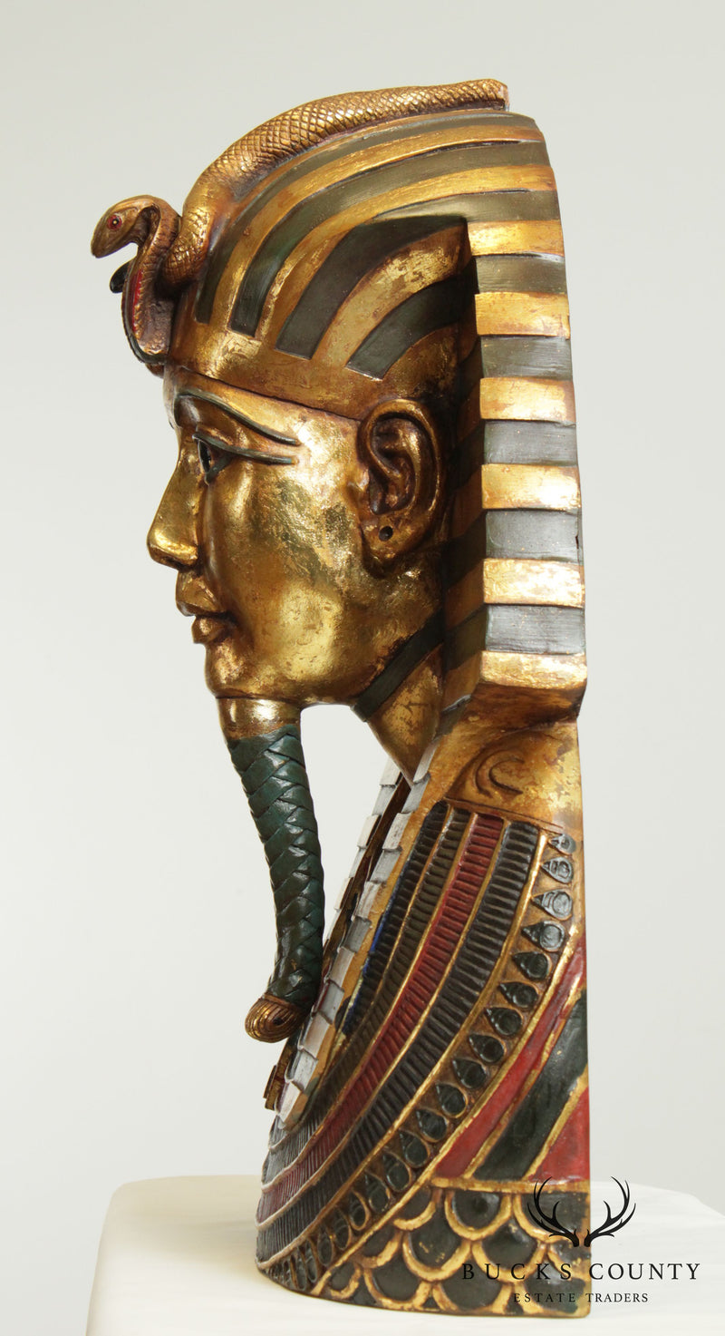 Egyptian Pharaoh Mask of Tutan Khamum Large Bust Hanging Wall Sculpture