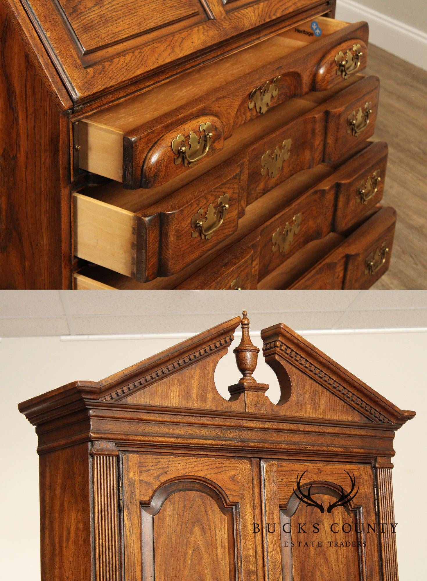 Drexel Heritage 'American Tour' Chippendale Style Oak Secretary Desk