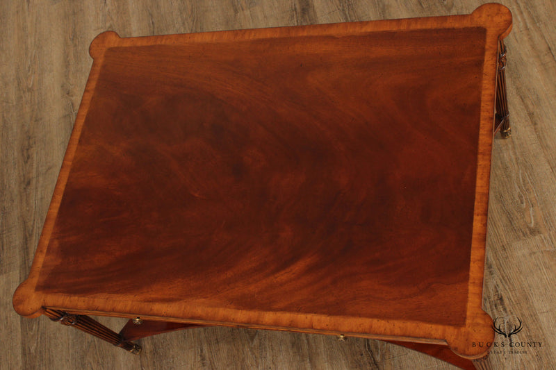 Quality Flame Mahogany Cocktail Table with Four Drawers