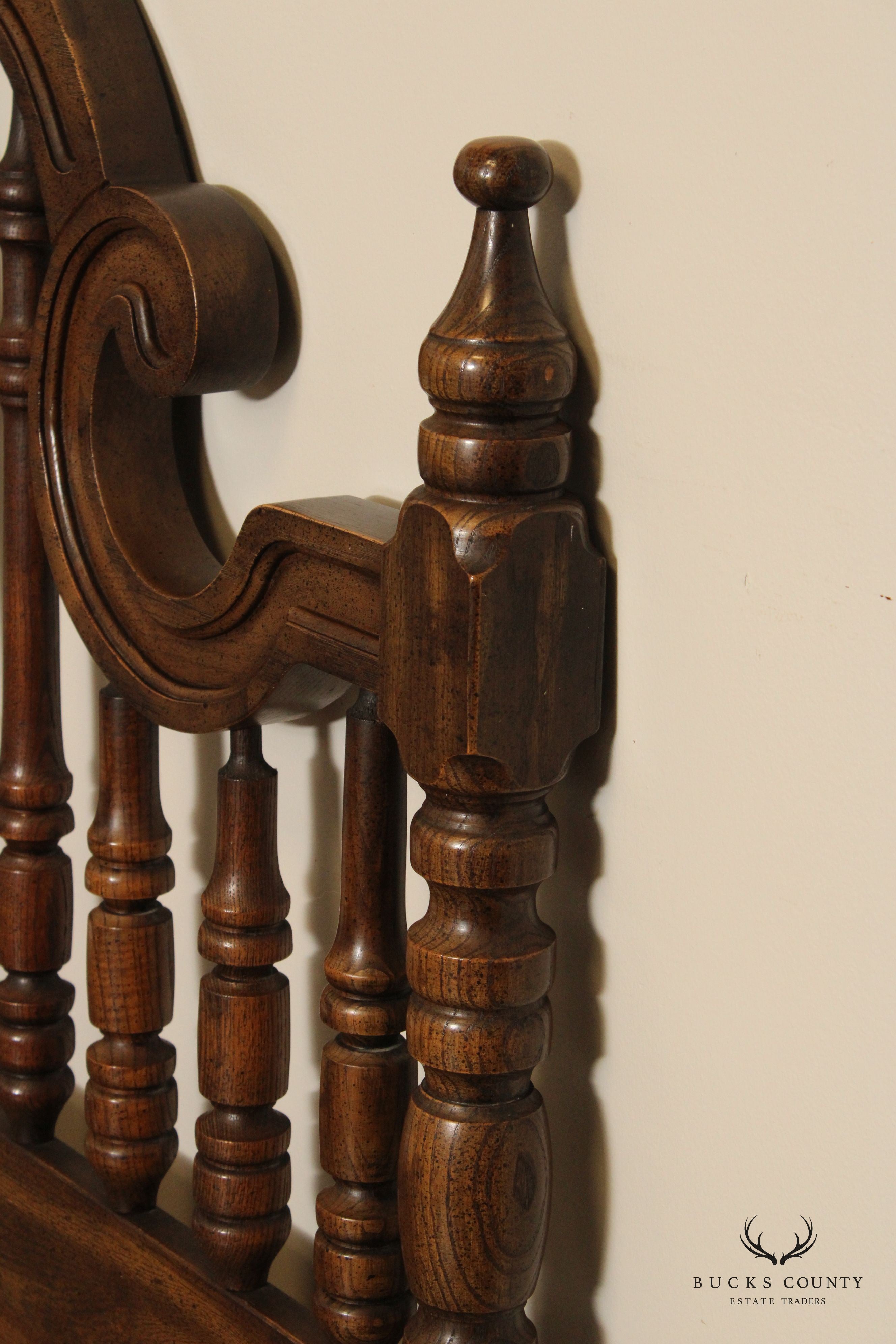 Spanish Revival Style Vintage Oak King Headboard