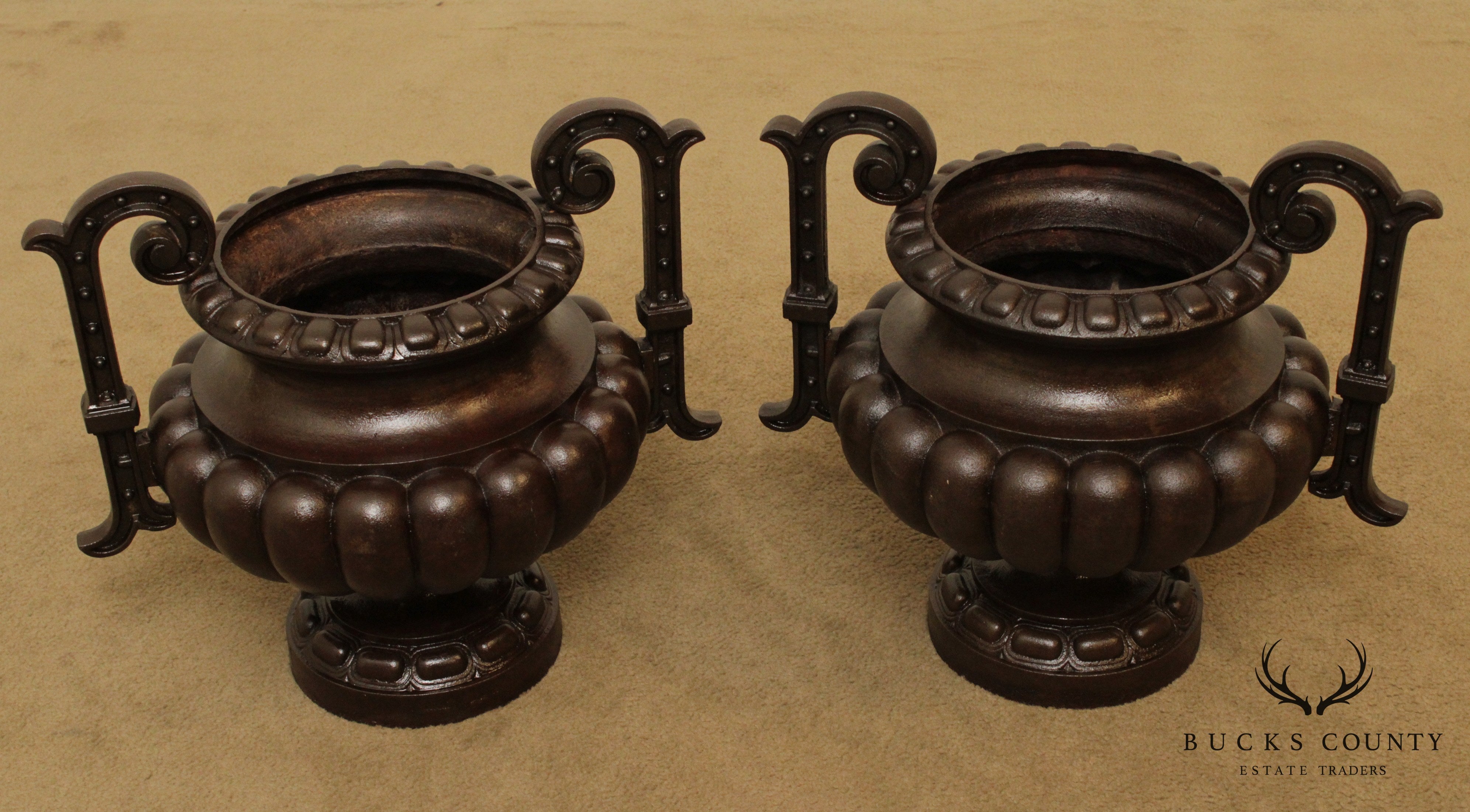 Antique pair Cast Iron Urns