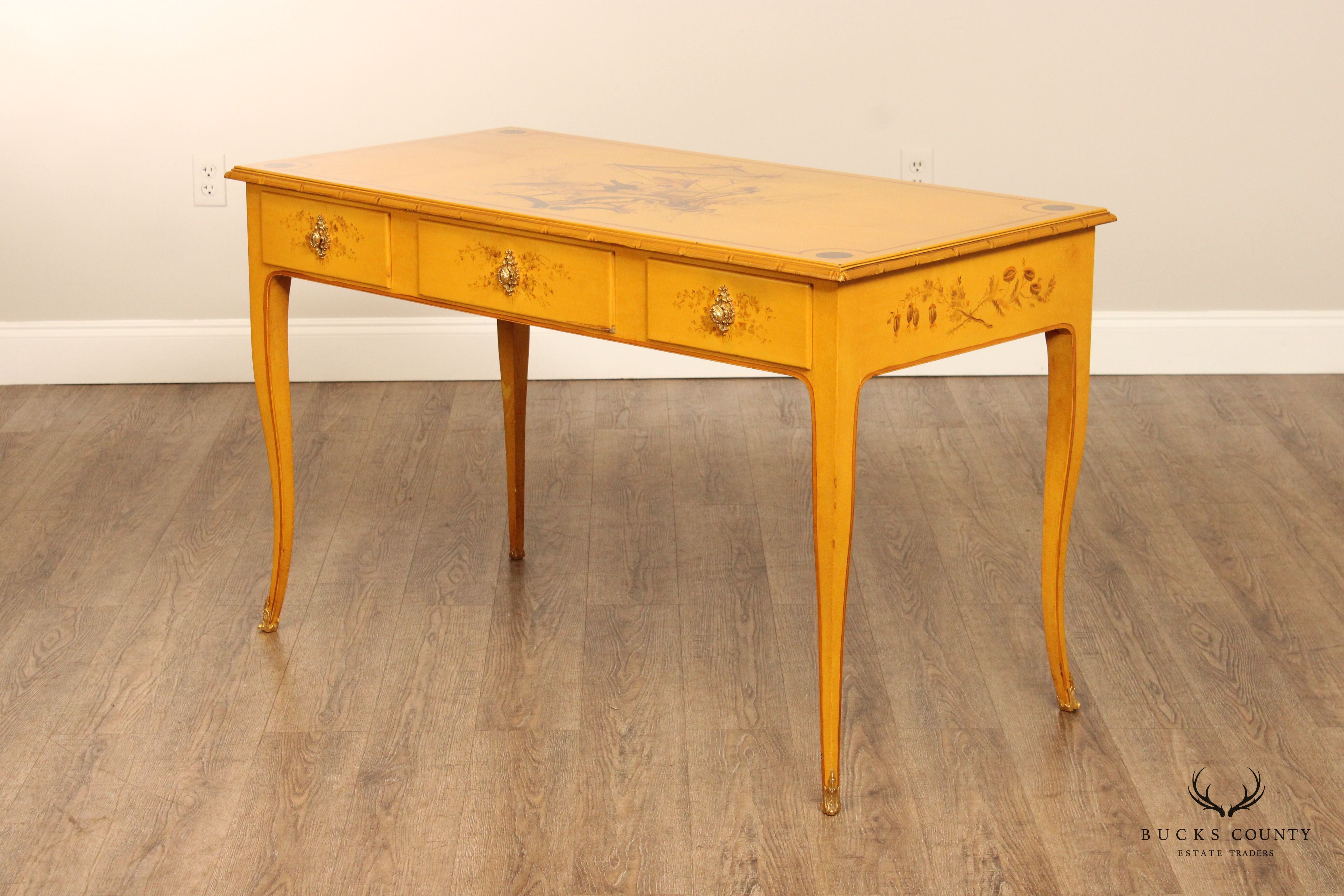 Chinoiserie Painted Three-Drawer Writing Desk