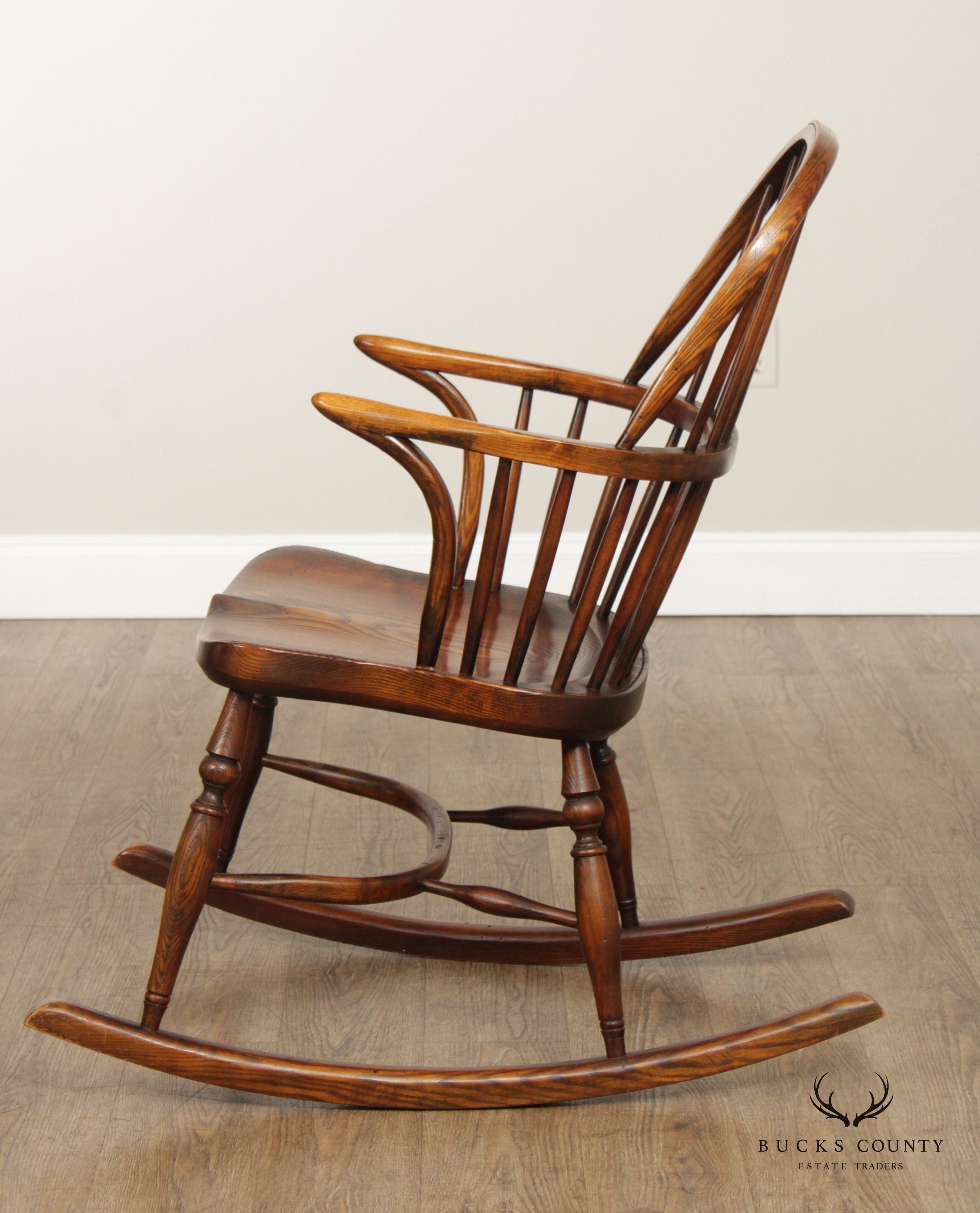 English Yew Wood Sack Back Windsor Rocker