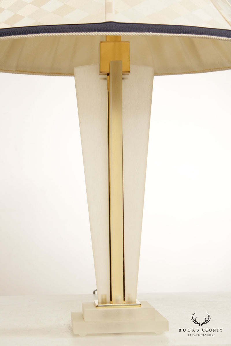 Frederick Cooper Art Deco Style Lucite Brass Table Lamp