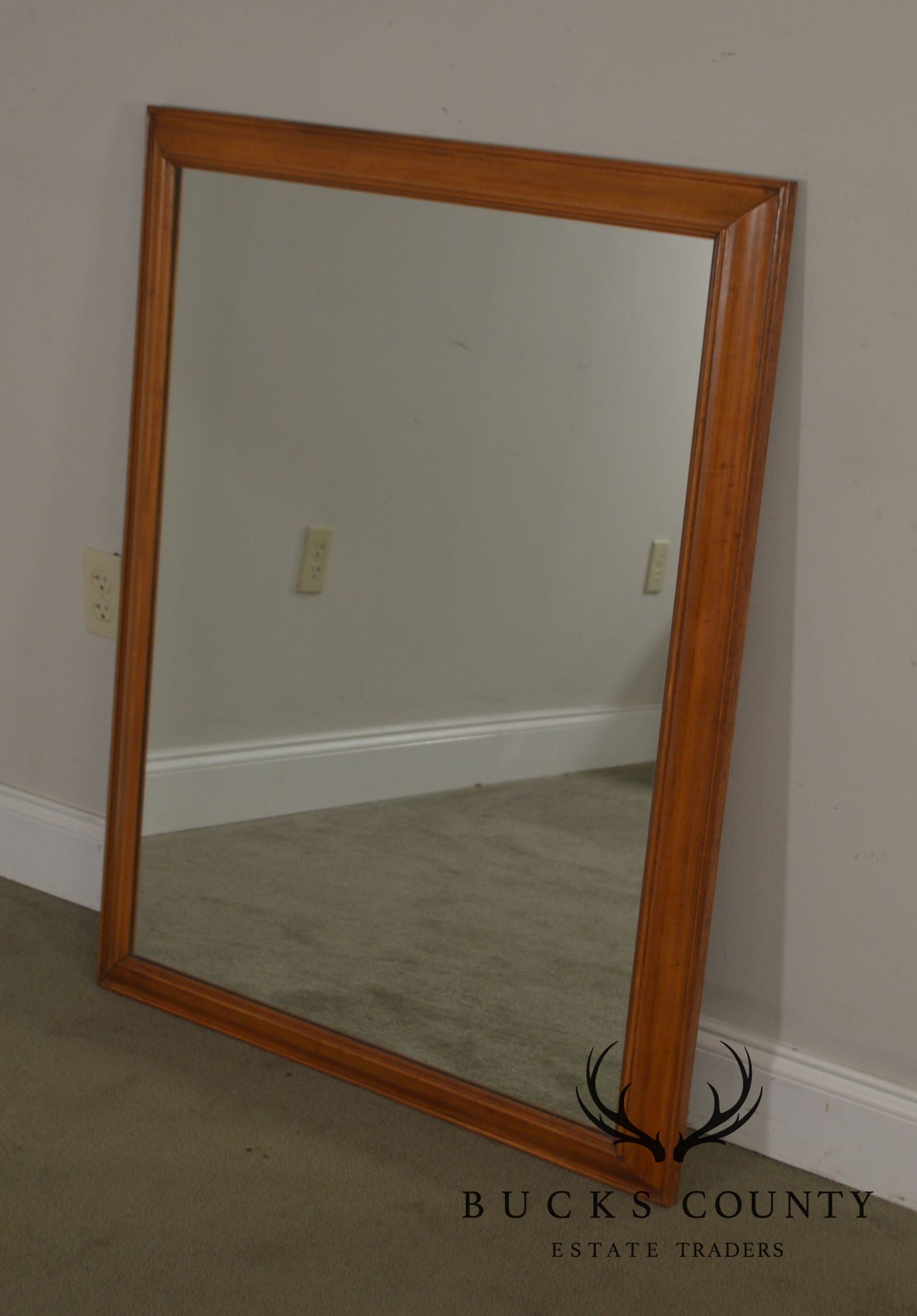 Vintage Maple Wood Rectangular Wall Mirror