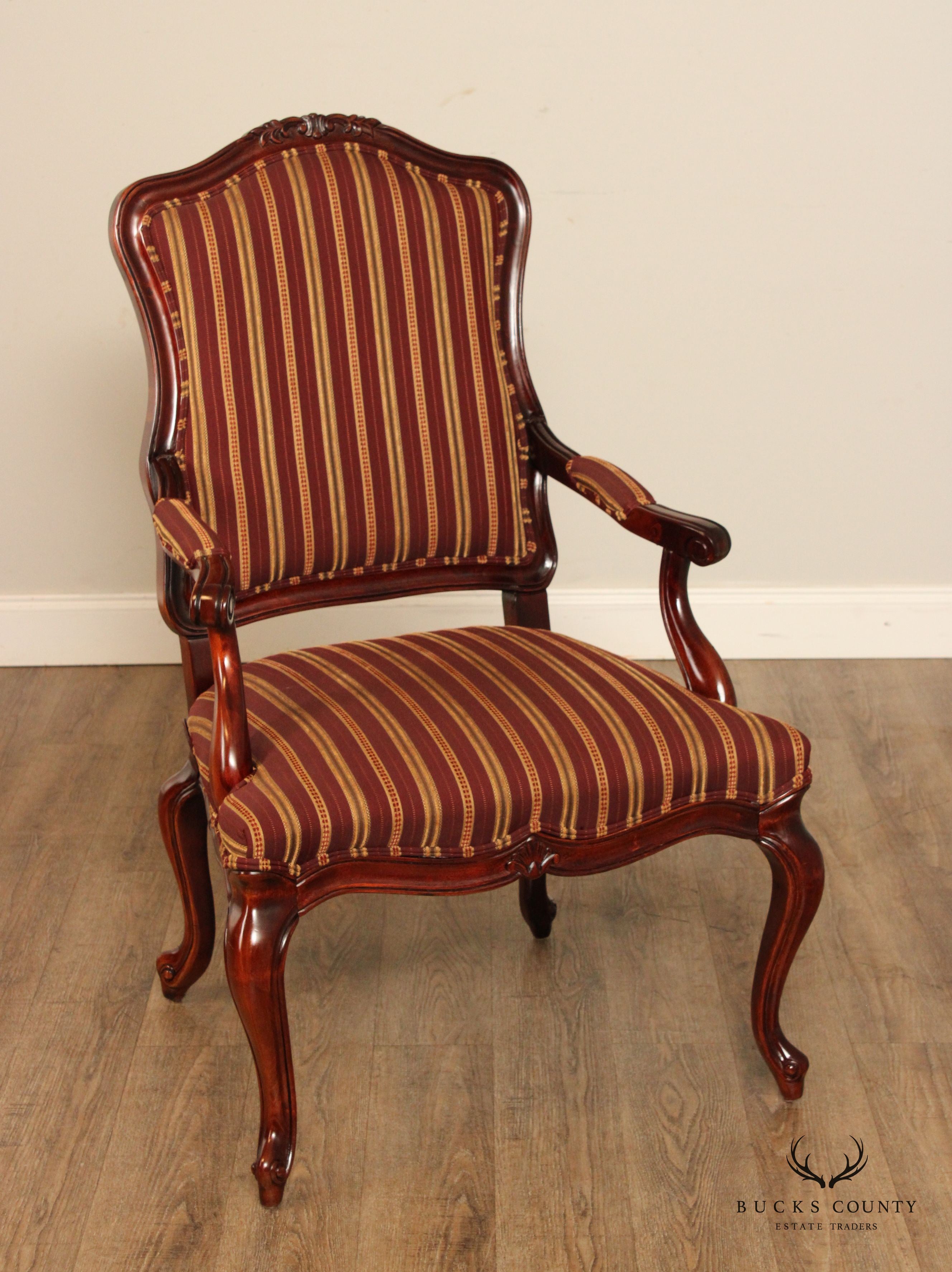 Fairfield French Louis XV Style Pair Fauteuil Armchairs