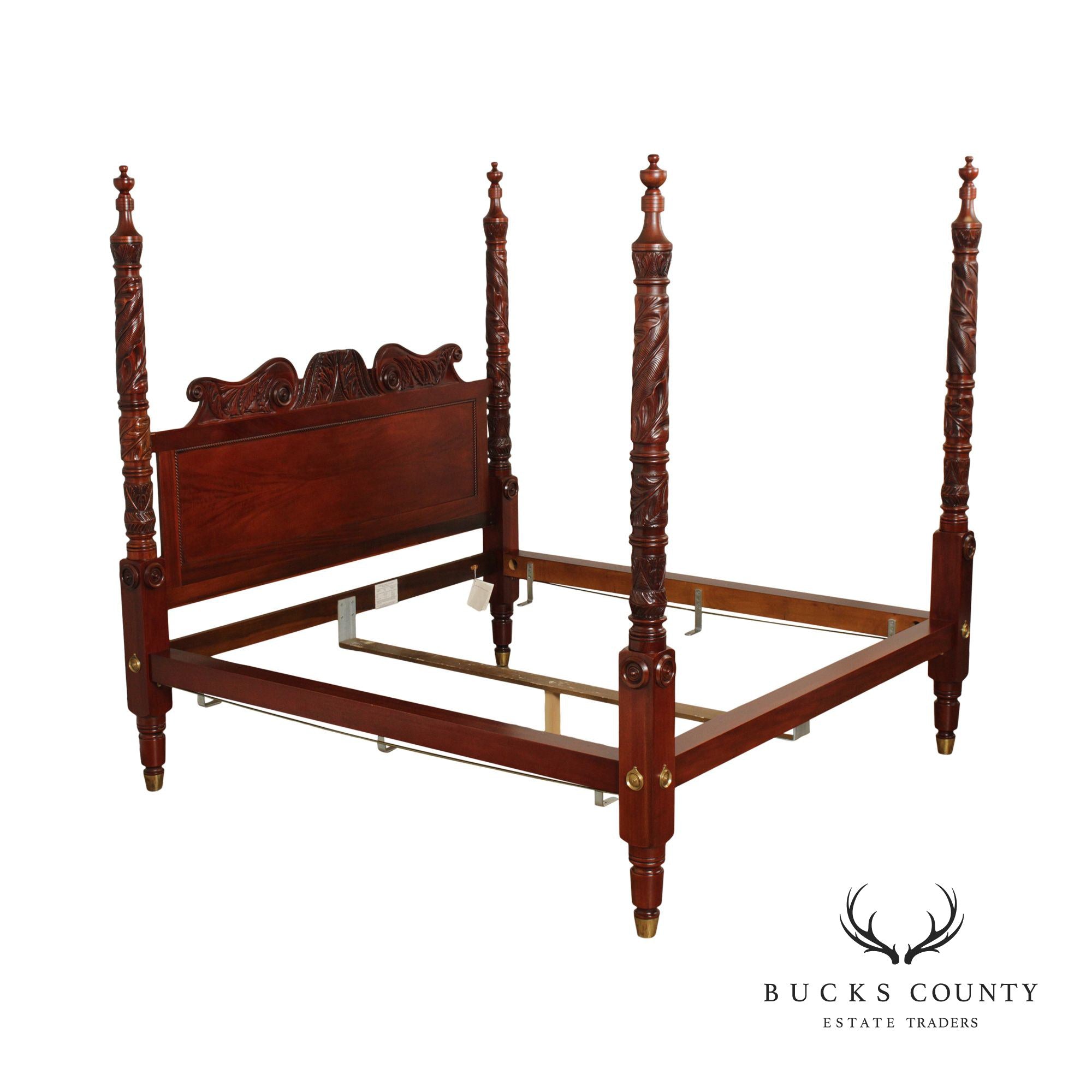 Ralph Lauren Safari Collection Carved Mahogany King Poster Bed