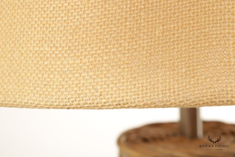 Pottery Barn Wicker and Metal Table Lamp